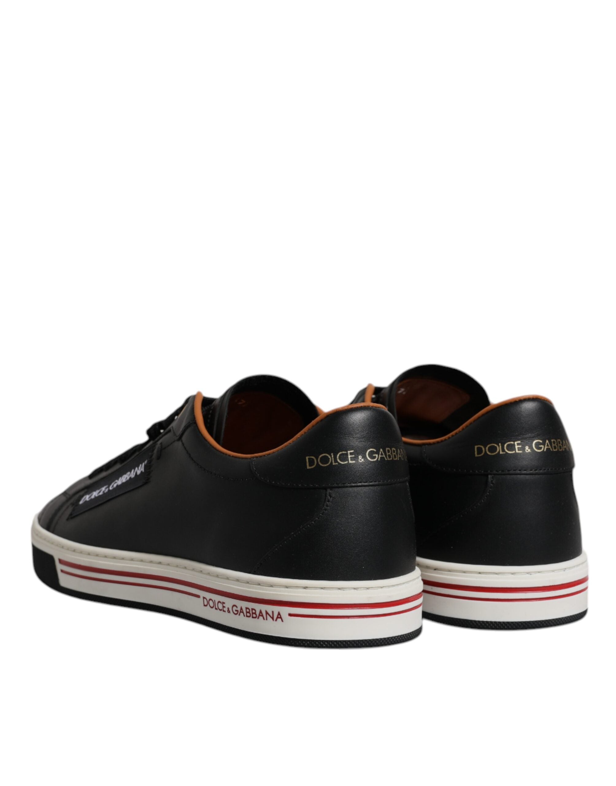 Dolce & Gabbana Black Leather Low Top Men Sneakers Shoes - ACCEXO