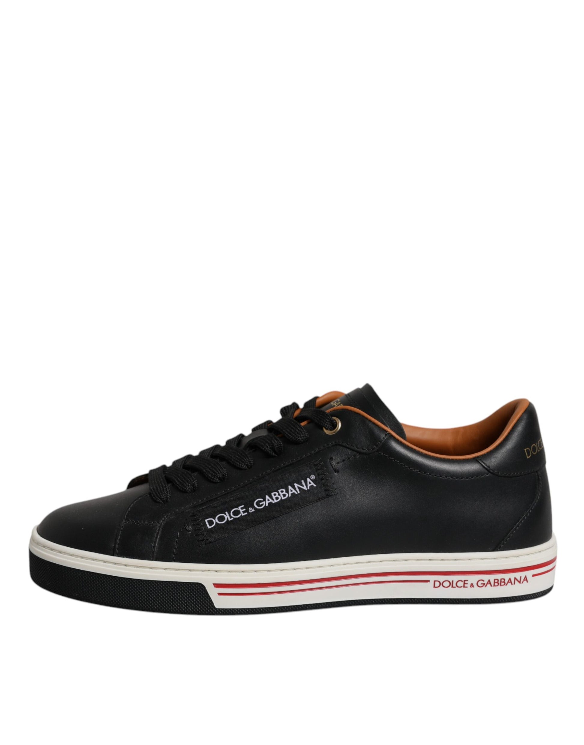 Dolce & Gabbana Black Leather Low Top Men Sneakers Shoes - ACCEXO