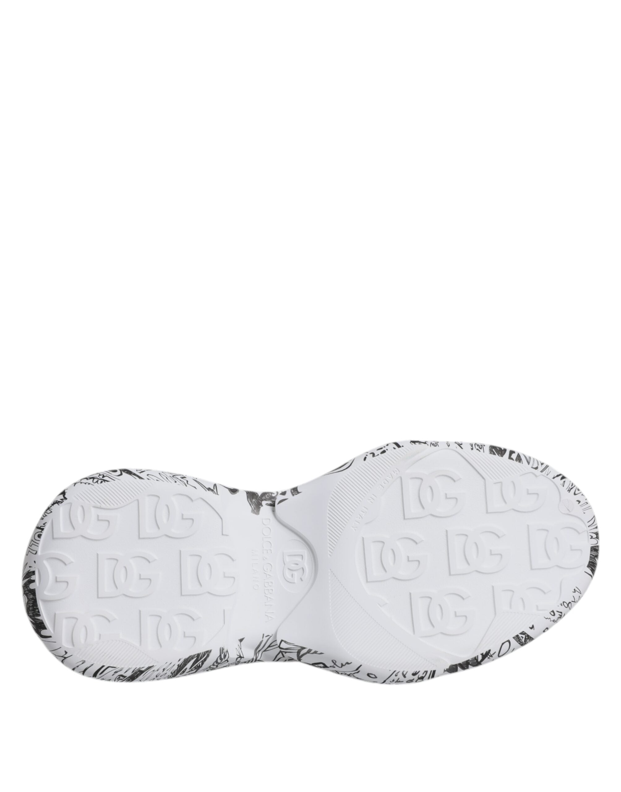 Dolce & Gabbana White Black Graffiti Daymaster Sneakers Shoes - ACCEXO