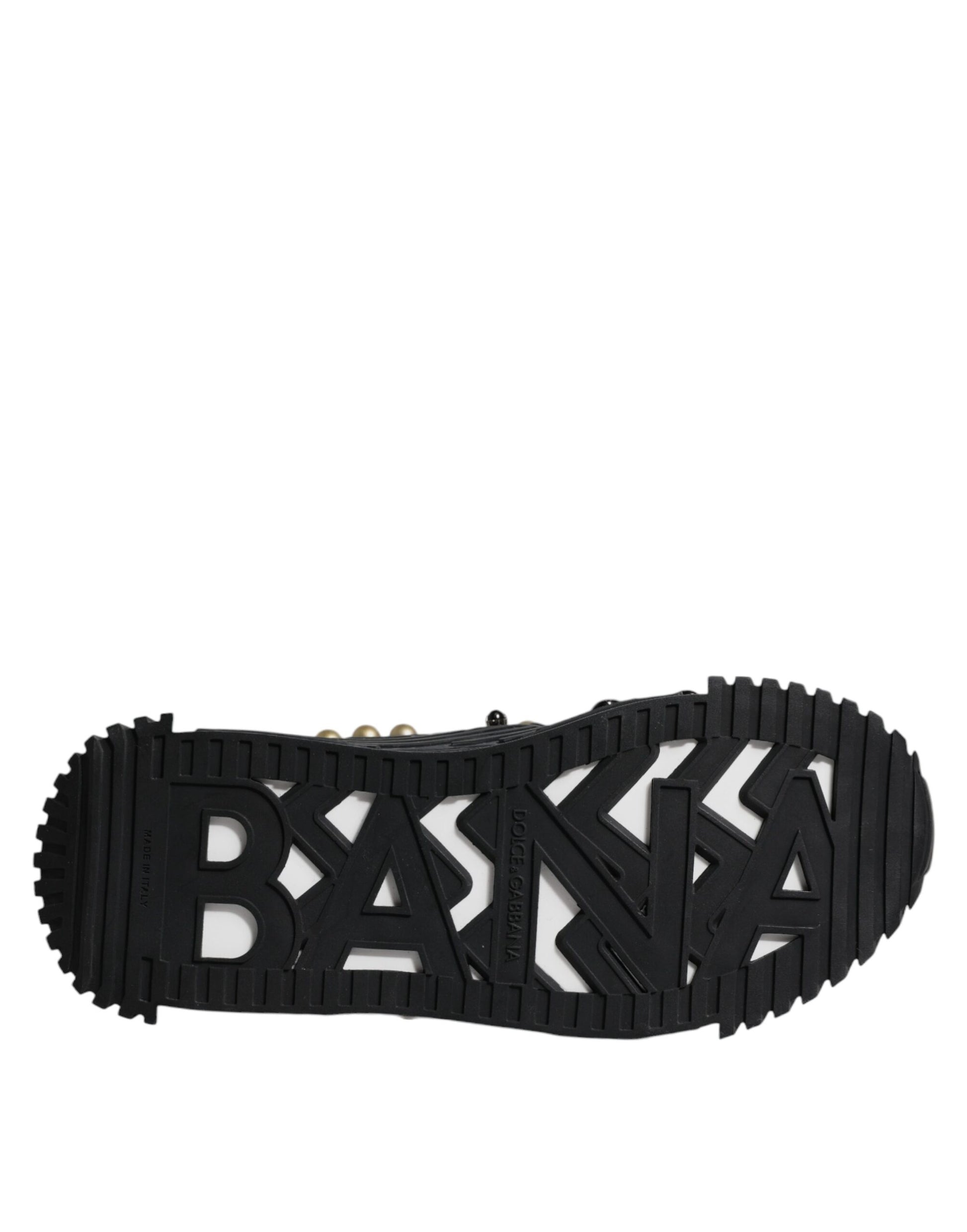 Dolce & Gabbana Black Leather Studded Slides Sandals Shoes - ACCEXO