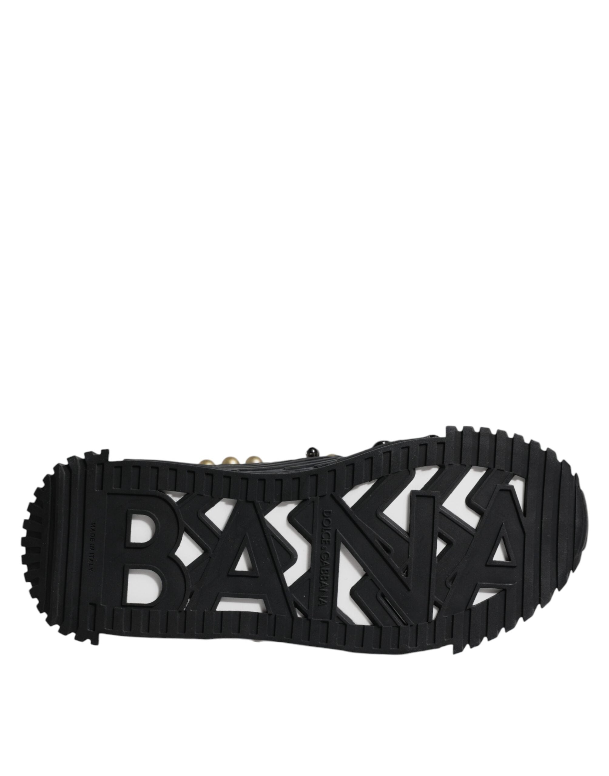 Dolce & Gabbana Black Leather Studded Slides Sandals Shoes - ACCEXO