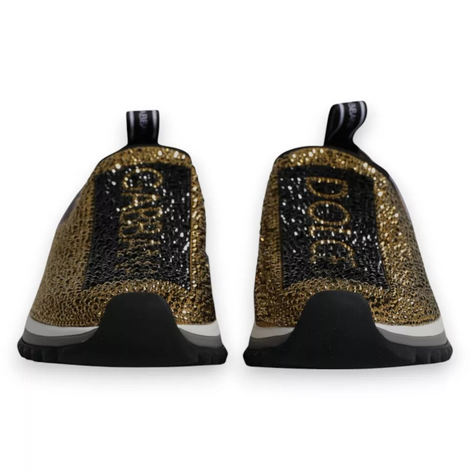 Dolce & Gabbana Gold Rhinestones Sorrento Sneakers Shoes - ACCEXO