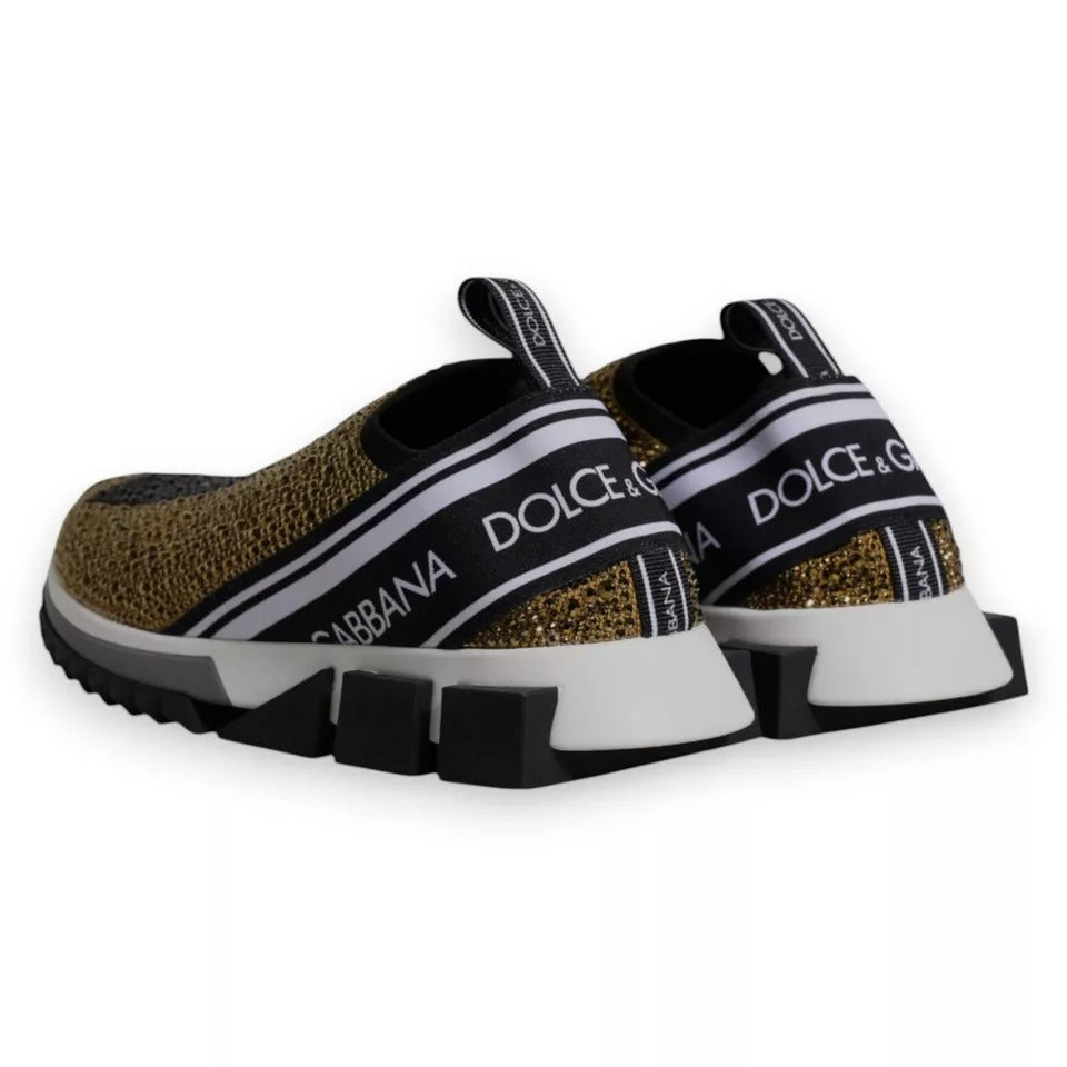 Dolce & Gabbana Gold Rhinestones Sorrento Sneakers Shoes - ACCEXO