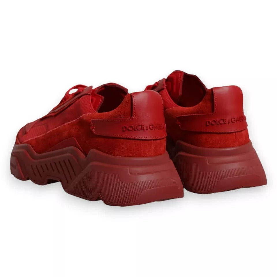 Dolce & Gabbana Red Leather Daymaster Low Top Sneakers Shoes - ACCEXO