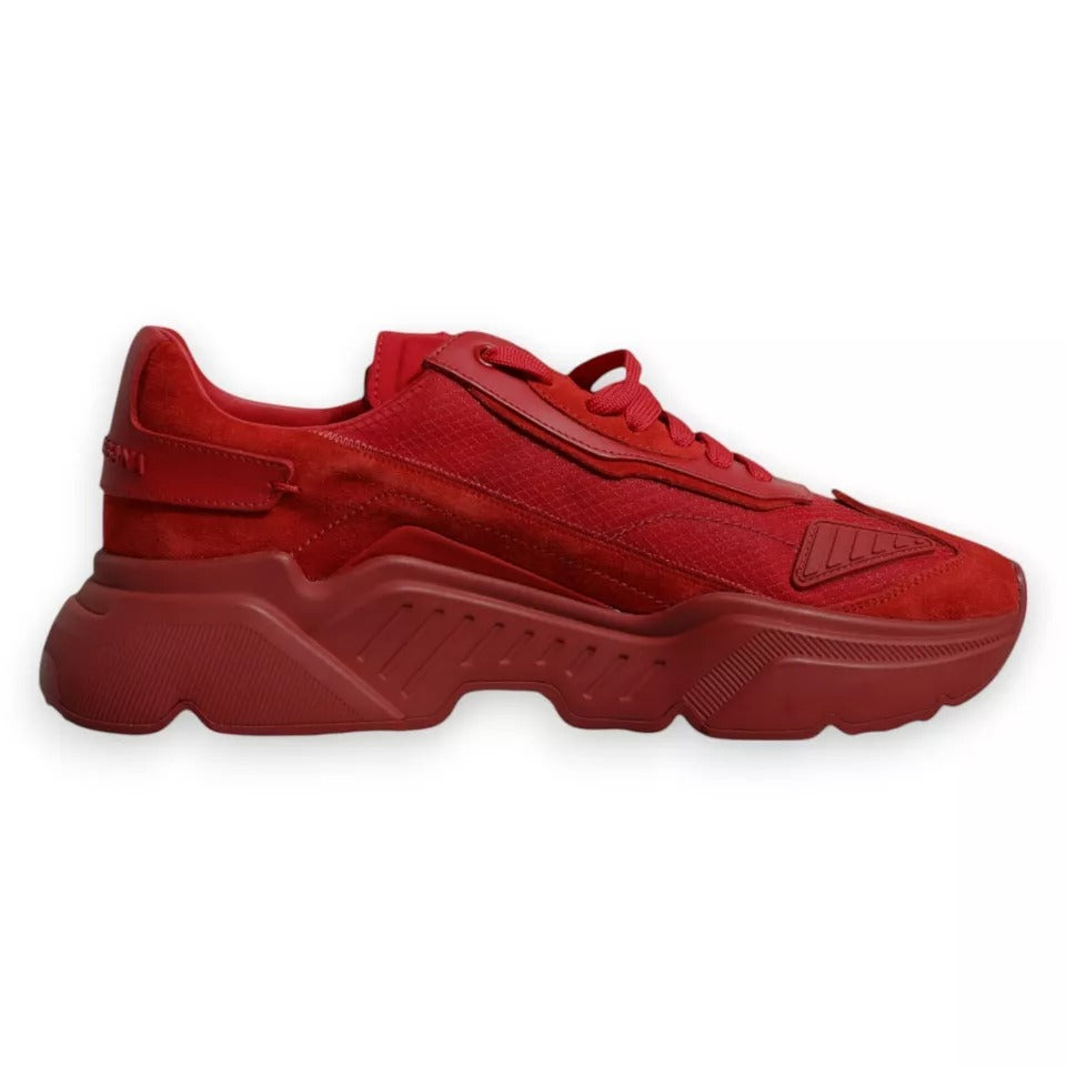 Dolce & Gabbana Red Leather Daymaster Low Top Sneakers Shoes - ACCEXO