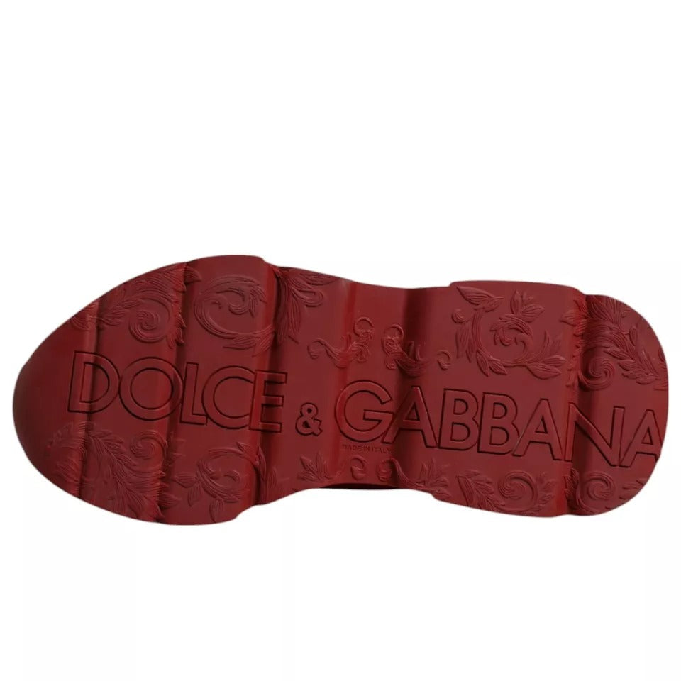 Dolce & Gabbana Red Leather Daymaster Low Top Sneakers Shoes - ACCEXO