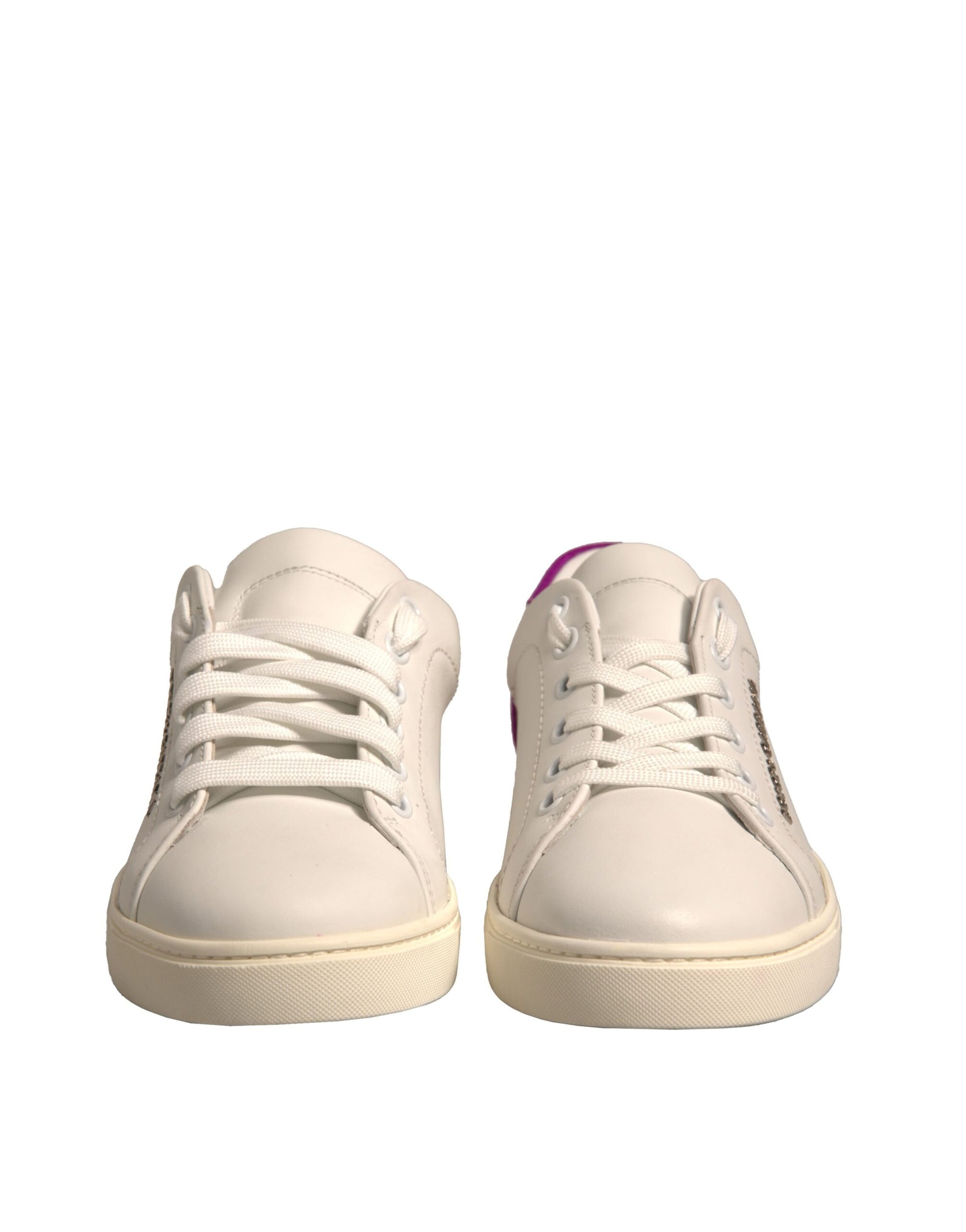 Dolce & Gabbana White Suede Leather Low Top Sneakers Shoes - ACCEXO