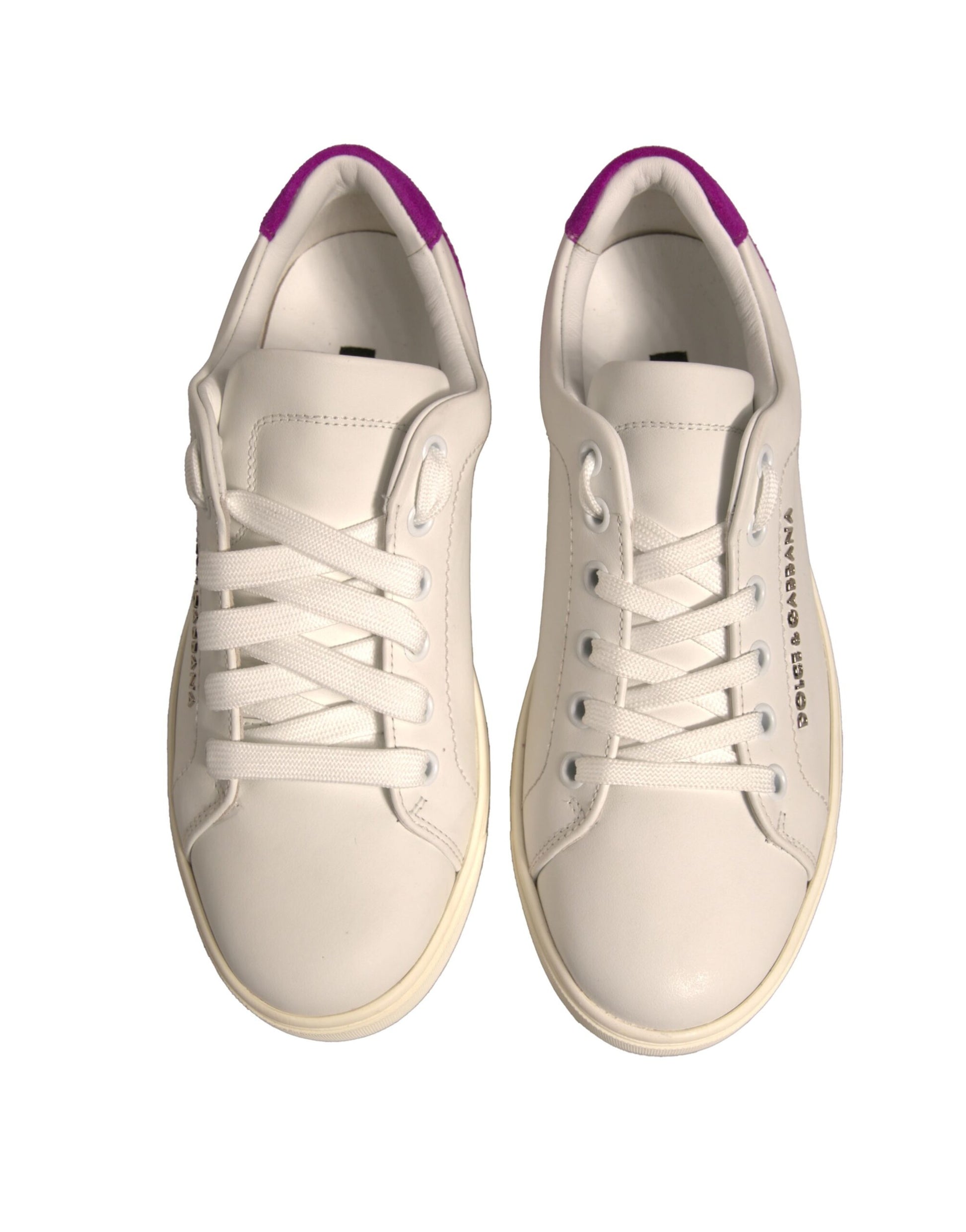 Dolce & Gabbana White Suede Leather Low Top Sneakers Shoes - ACCEXO