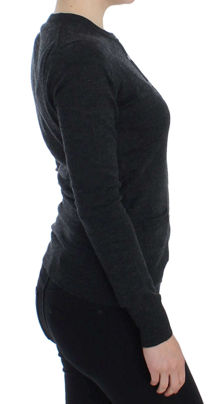 Dolce & Gabbana Elegant Gray Wool Cardigan Sweater - ACCEXO