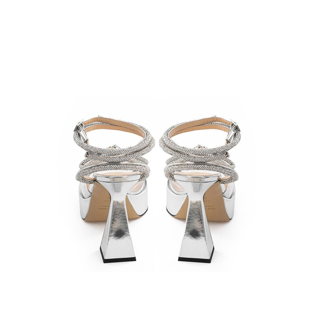 MACH & MACH Elegant Silver Leather Platforms - ACCEXO