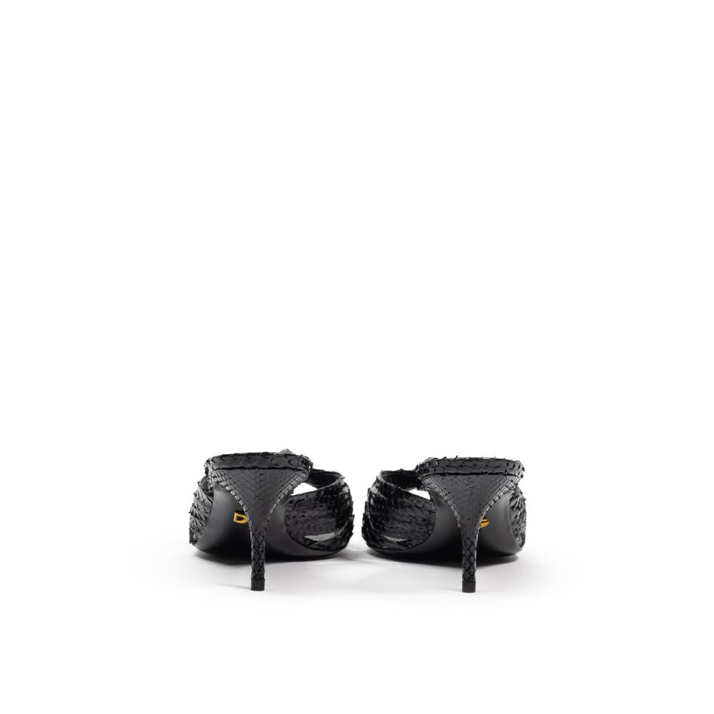 Dolce & Gabbana Black Leather Di Pitone Sandal - ACCEXO