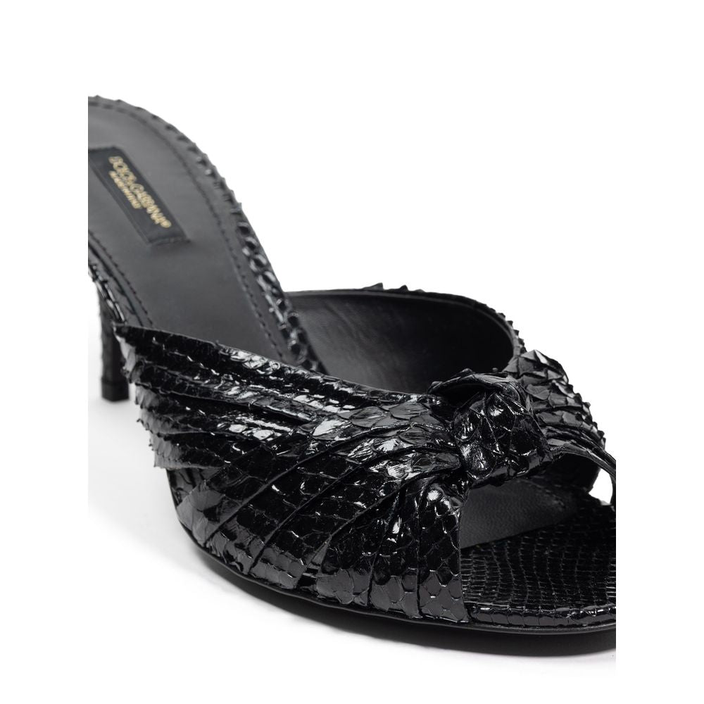 Dolce & Gabbana Black Leather Di Pitone Sandal - ACCEXO