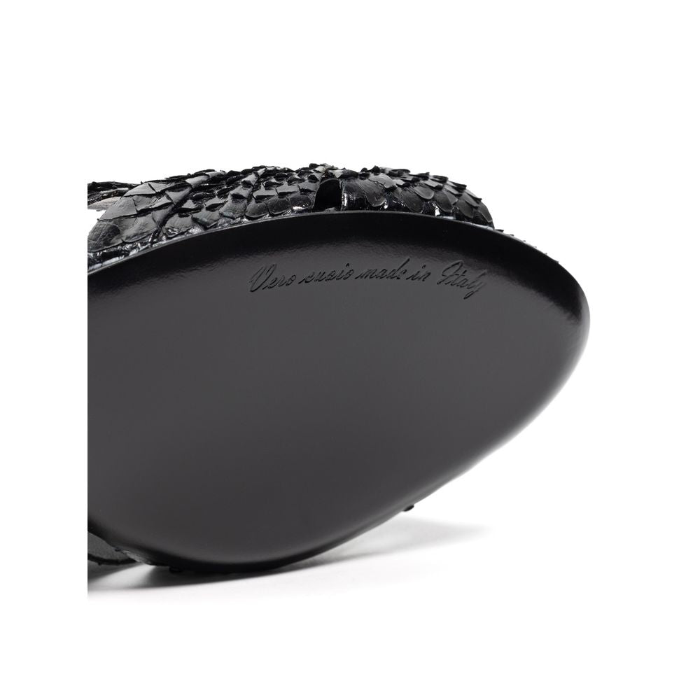 Dolce & Gabbana Black Leather Di Pitone Sandal - ACCEXO