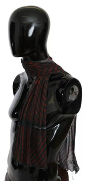 Dolce & Gabbana Black Red Viscose Foulard Branded Scarf for Men