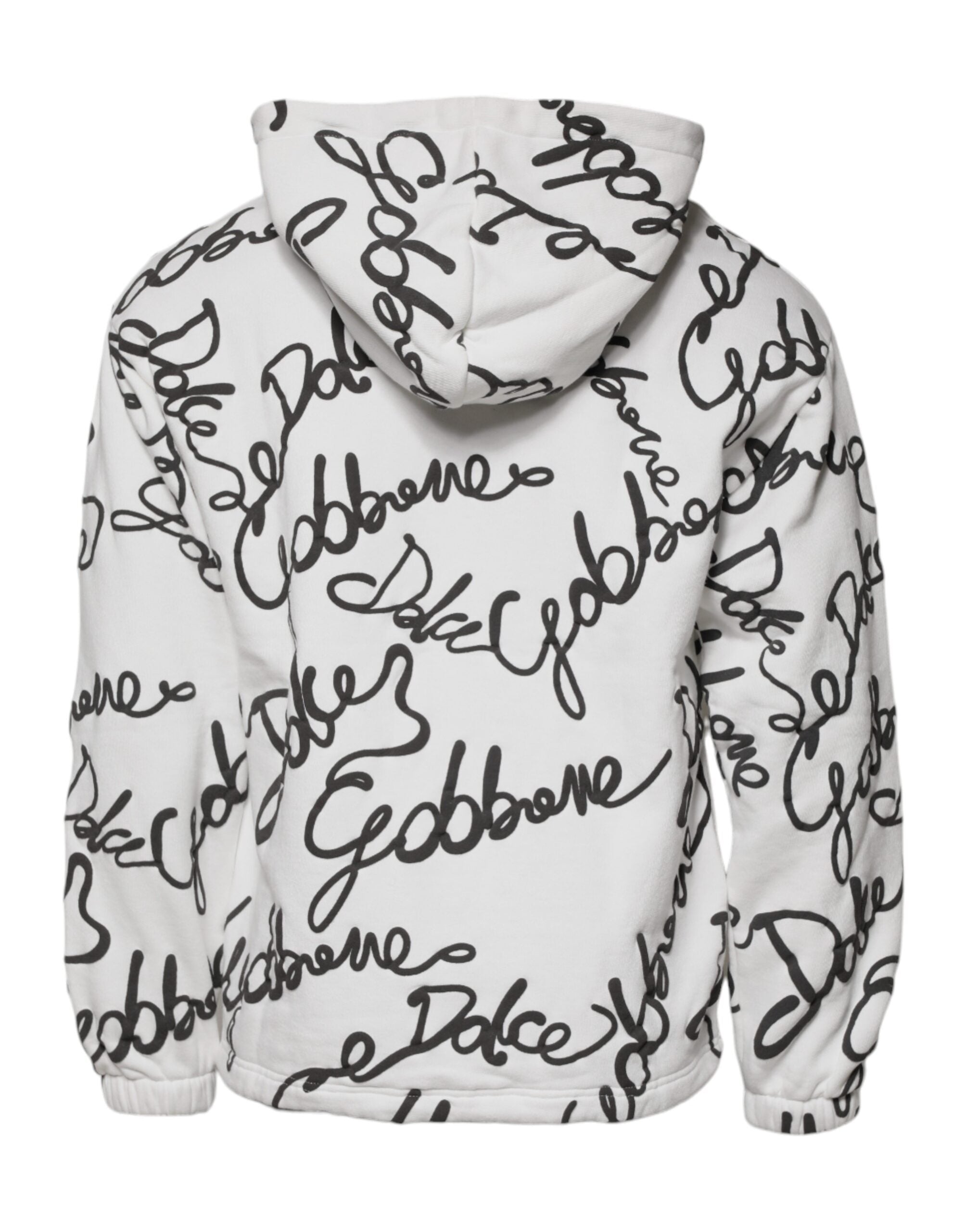 Dolce & Gabbana White Logo Cotton Hooded Sweatshirt Sweater - ACCEXO