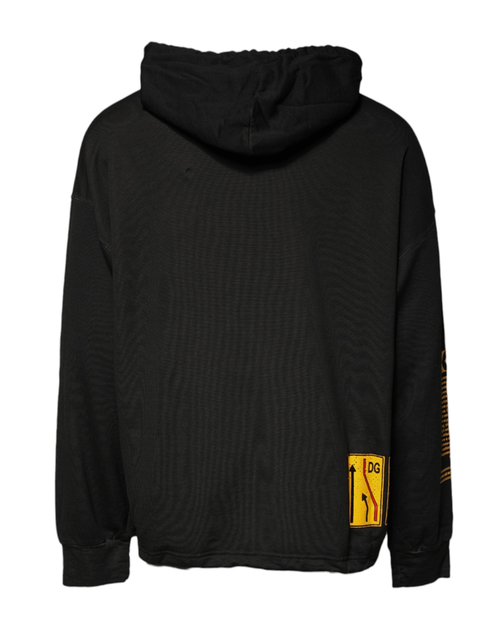 Dolce & Gabbana Black Cotton Hooded DG Shield Pullover Sweater - ACCEXO