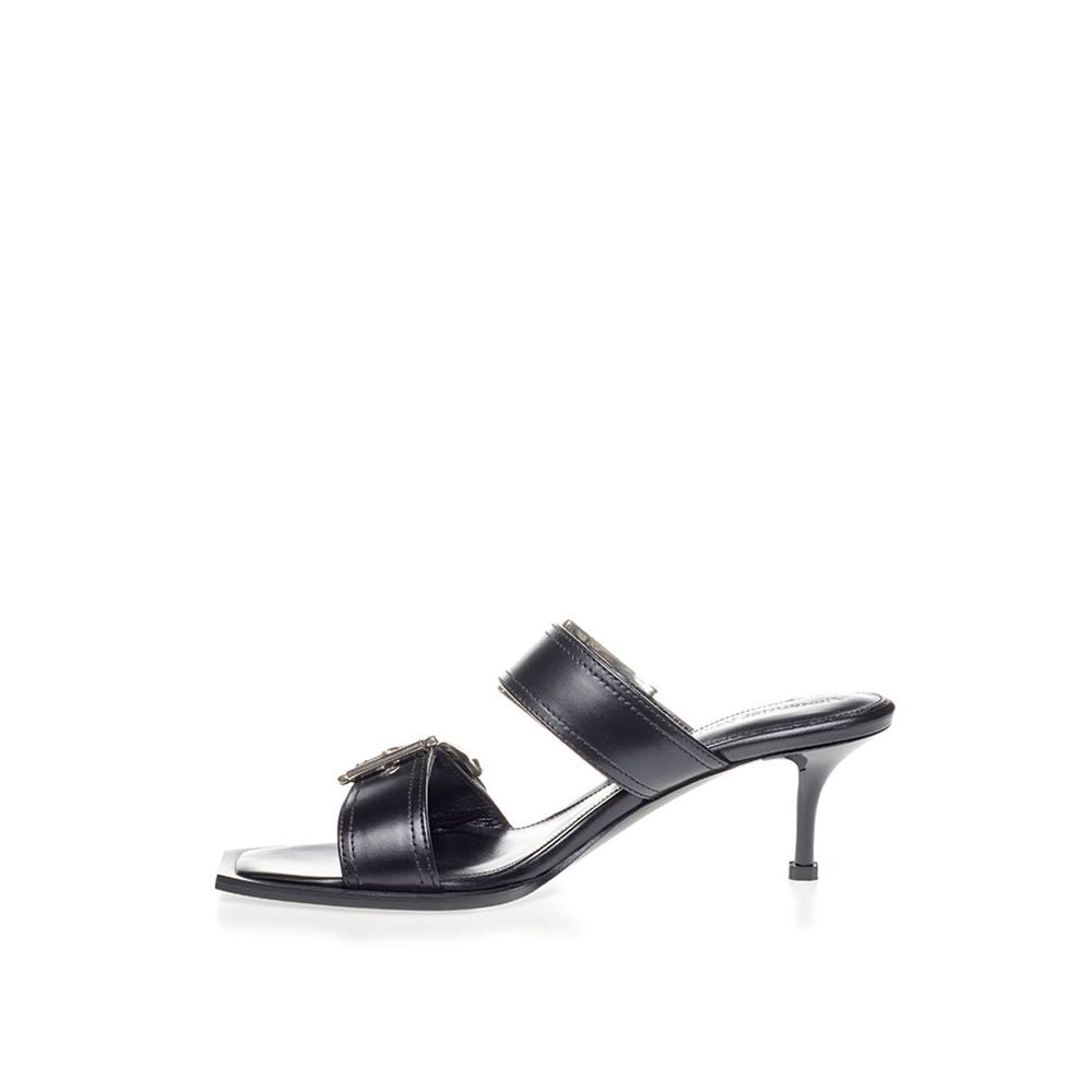 Alexander McQueen Elevate Your Steps in Timeless Black Leather Sandals - ACCEXO