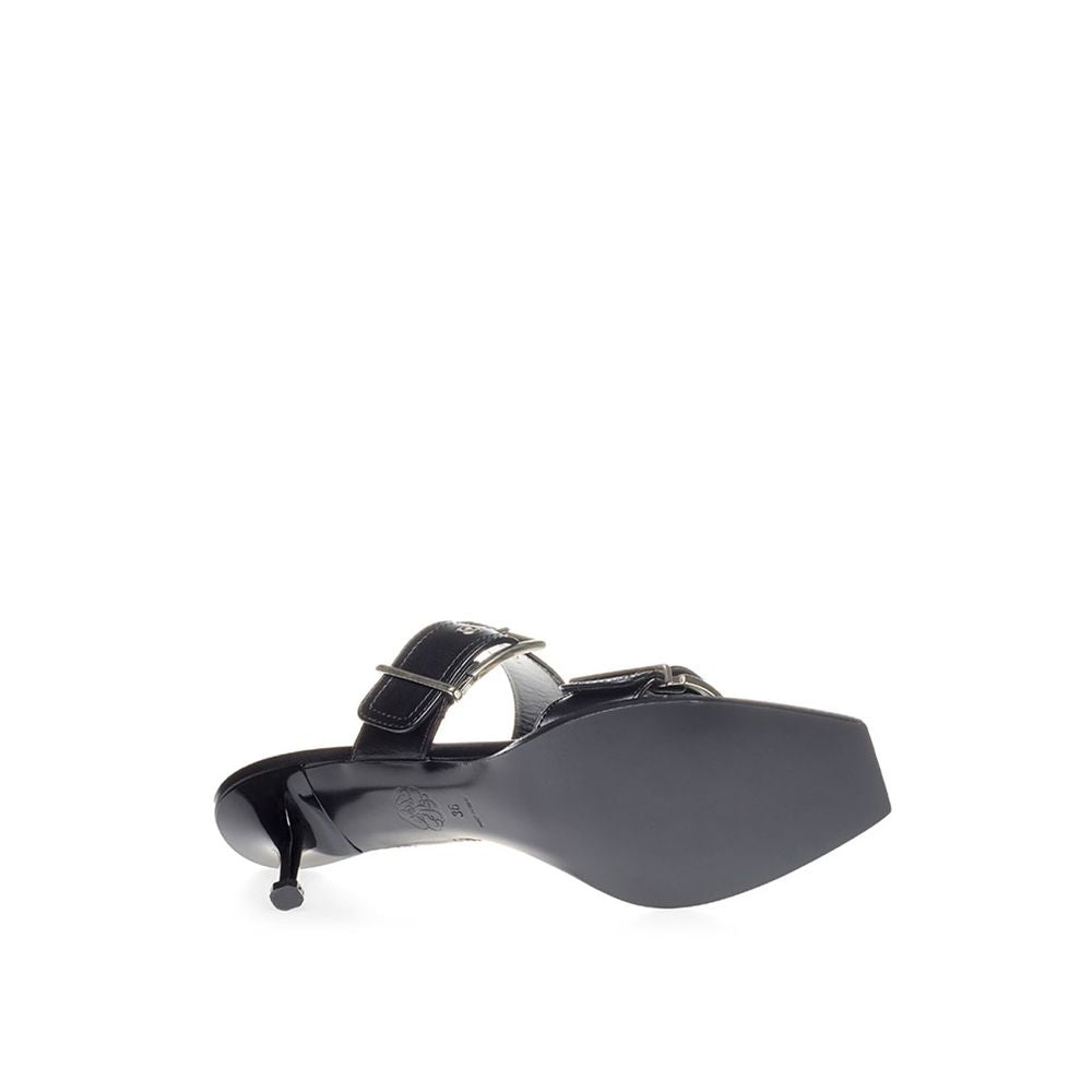 Alexander McQueen Elevate Your Steps in Timeless Black Leather Sandals - ACCEXO