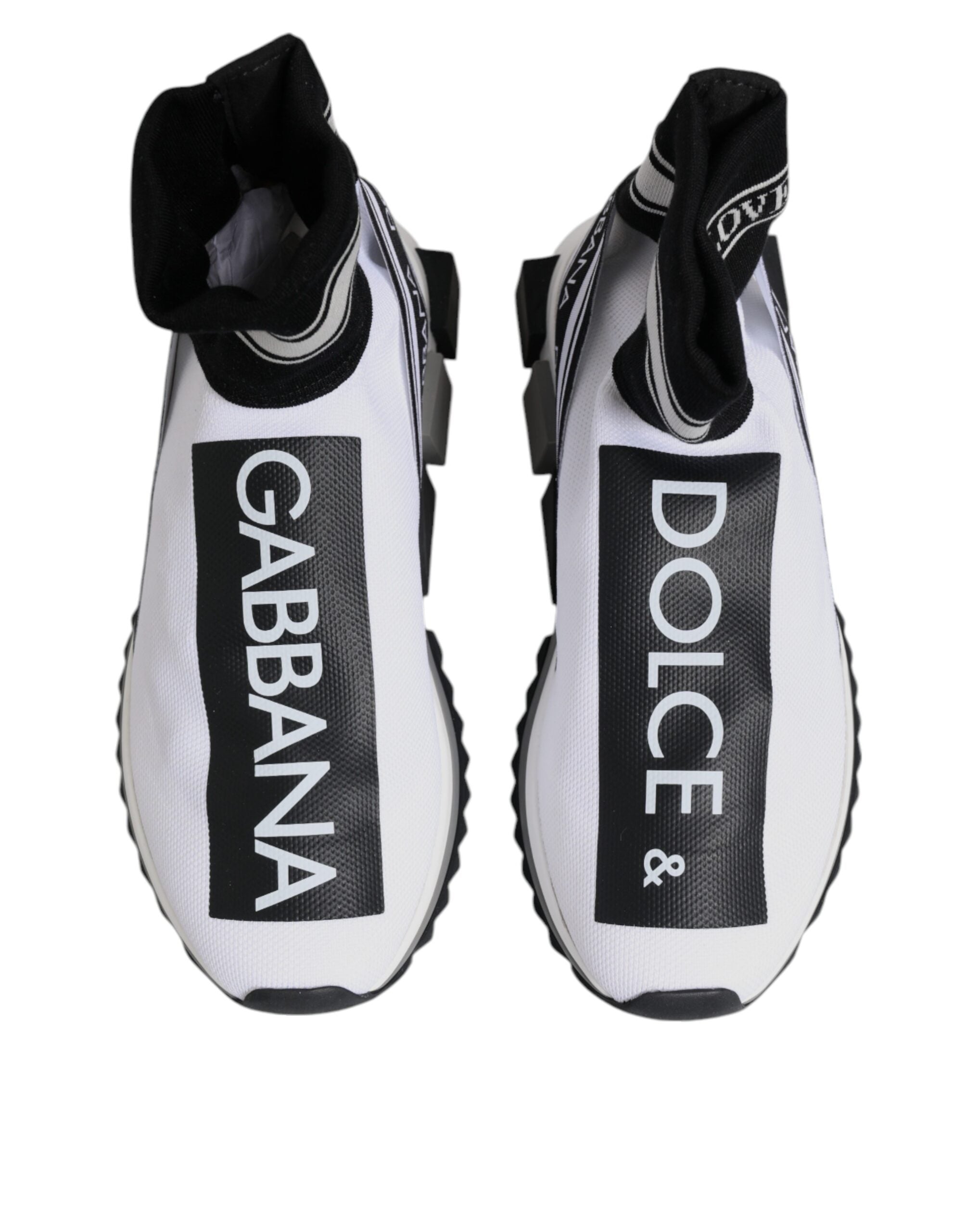Dolce & Gabbana White Black Sorrento Socks Sneakers Shoes - ACCEXO