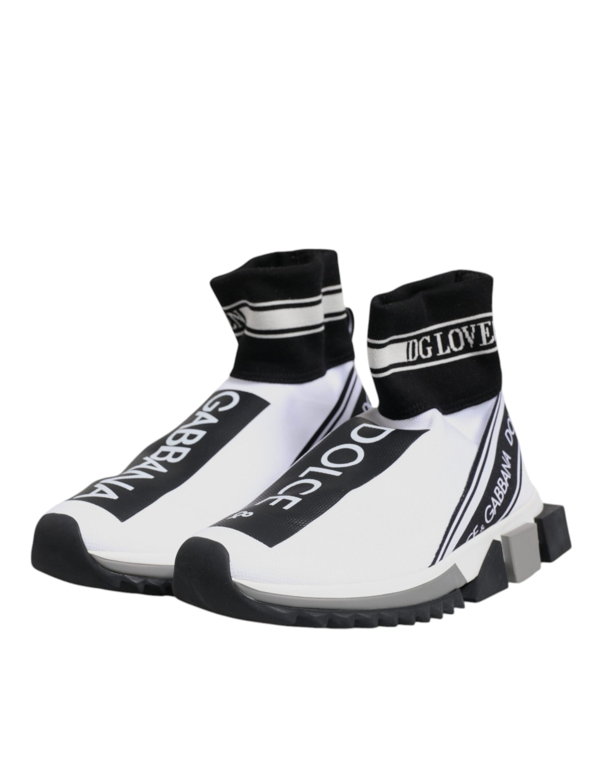 Dolce & Gabbana White Black Sorrento Socks Sneakers Shoes - ACCEXO