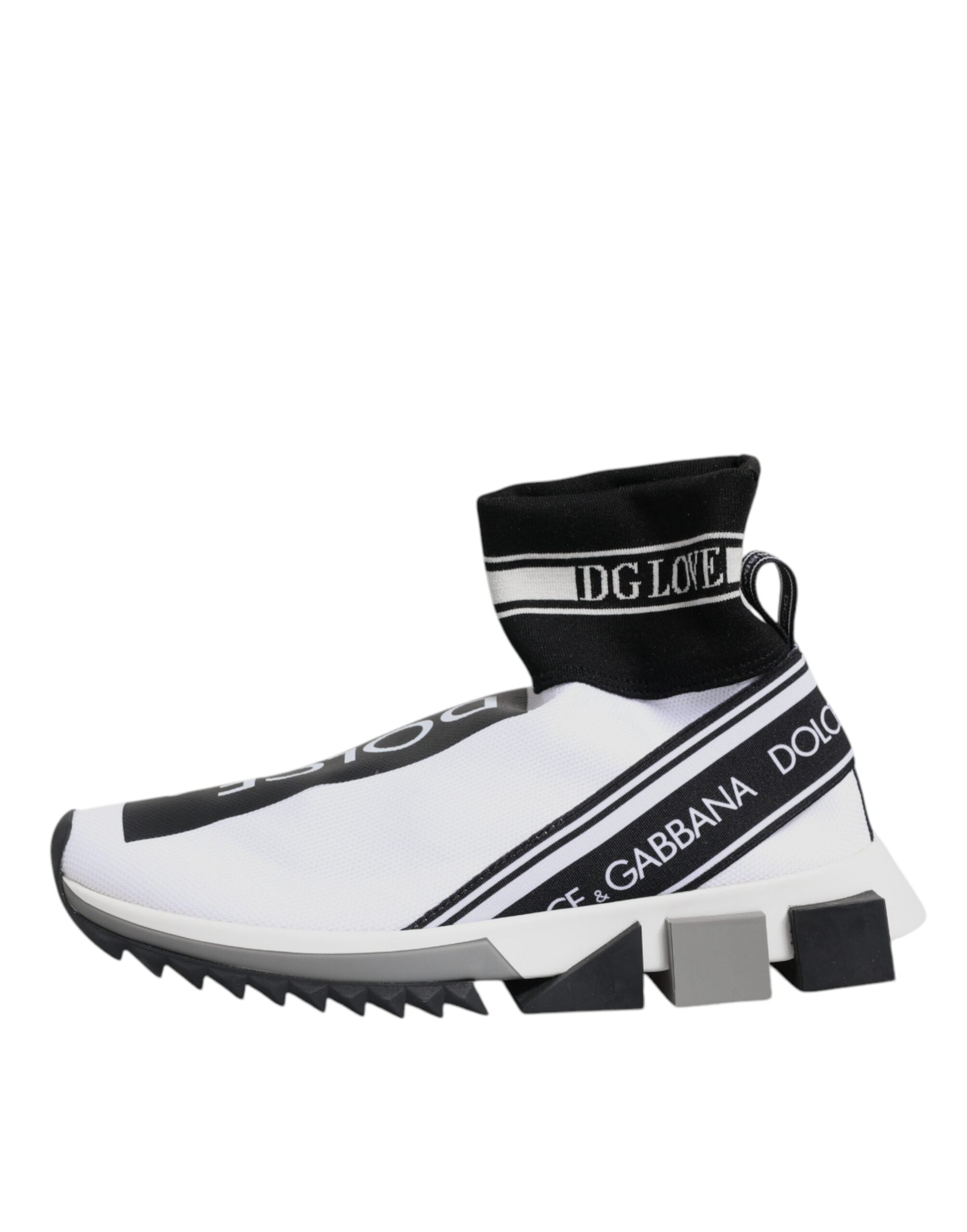 Dolce & Gabbana White Black Sorrento Socks Sneakers Shoes - ACCEXO