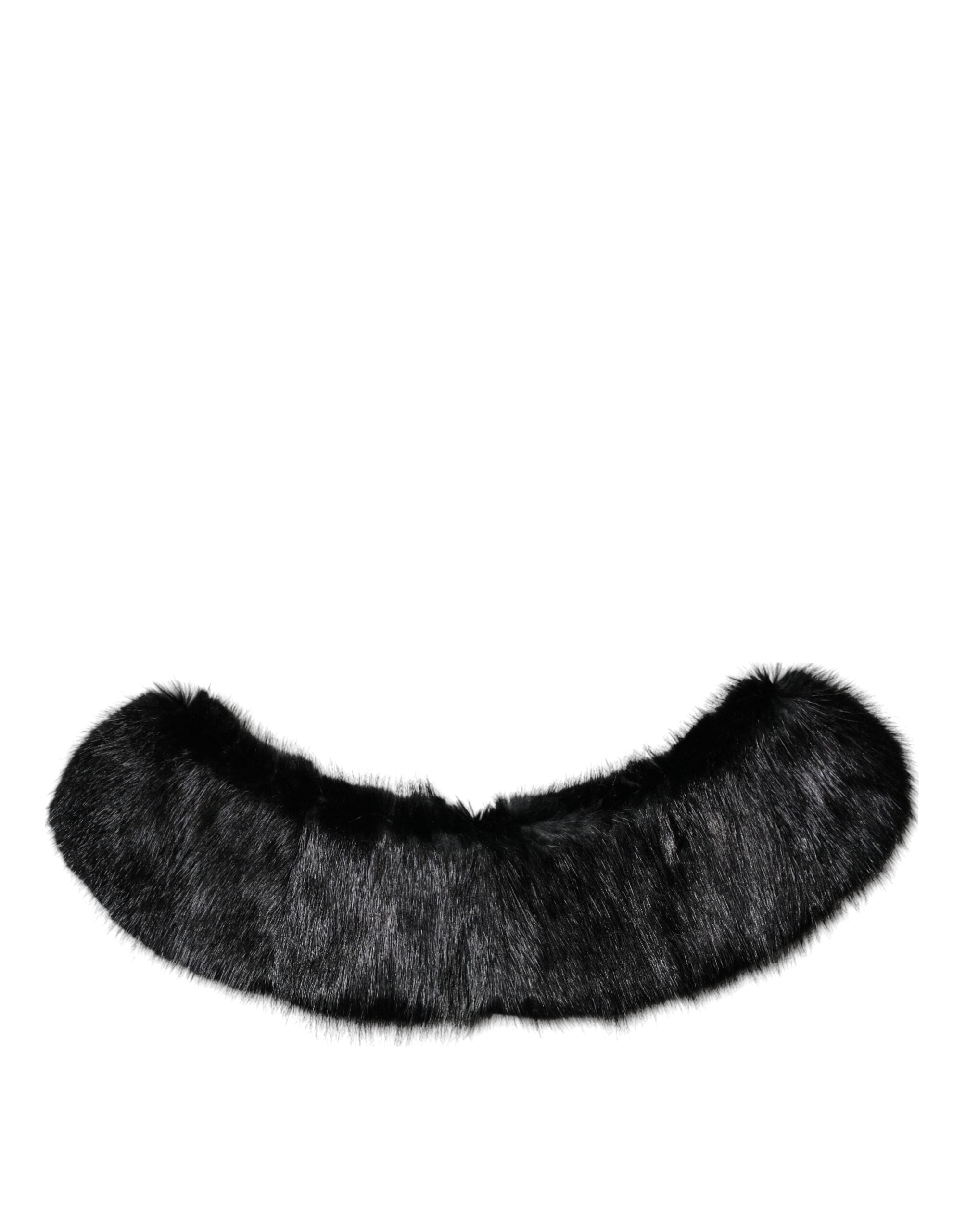 Dolce & Gabbana Black Fur Shawl Neck Wrap Cover Collar Scarf - ACCEXO