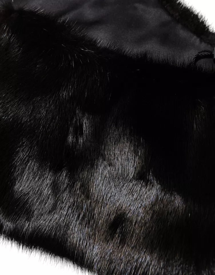 Dolce & Gabbana Black Fur Shawl Neck Wrap Cover Collar Scarf - ACCEXO