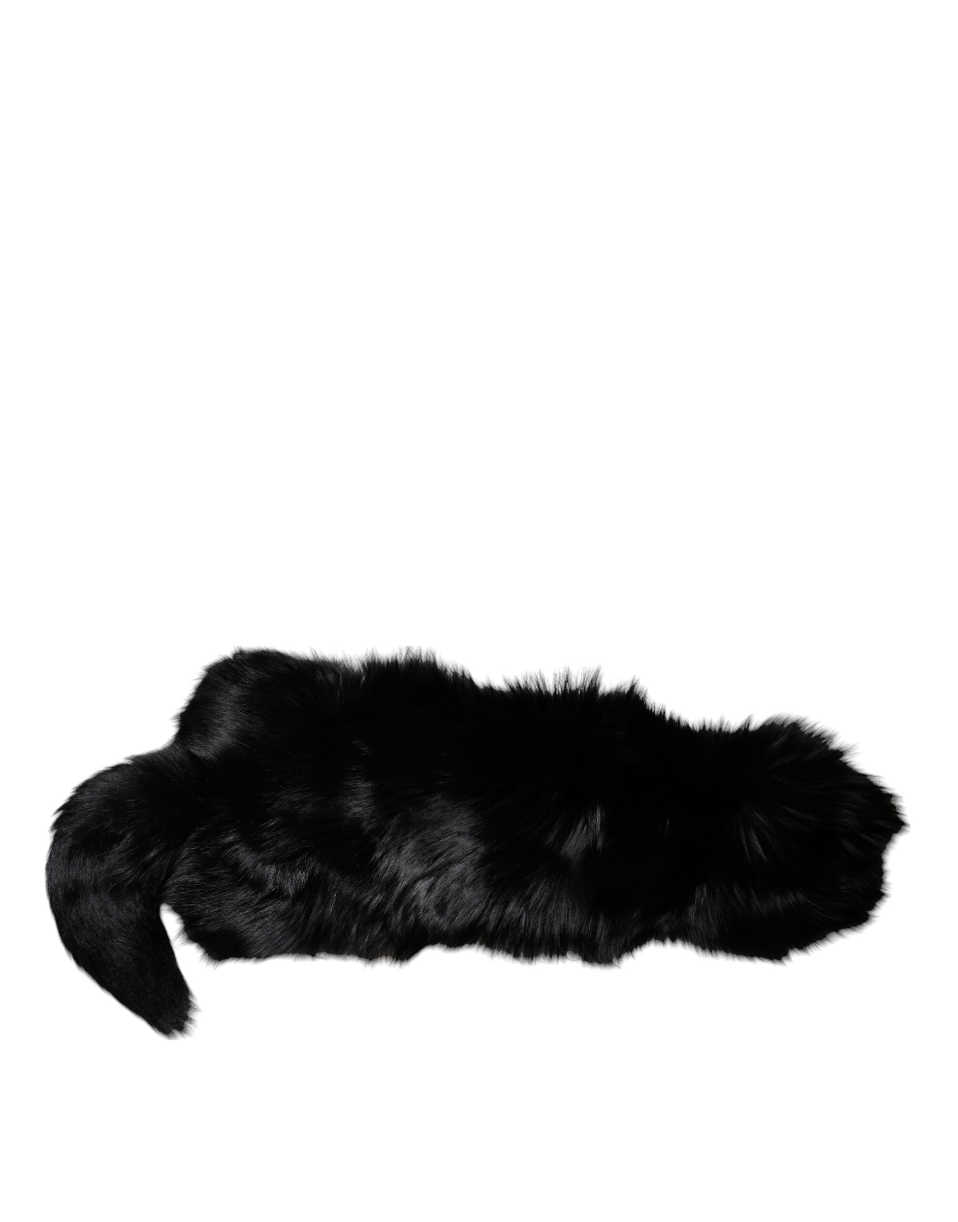 Dolce & Gabbana Black Fox Fur Neck Wrap Warmer Winter Scarf - ACCEXO