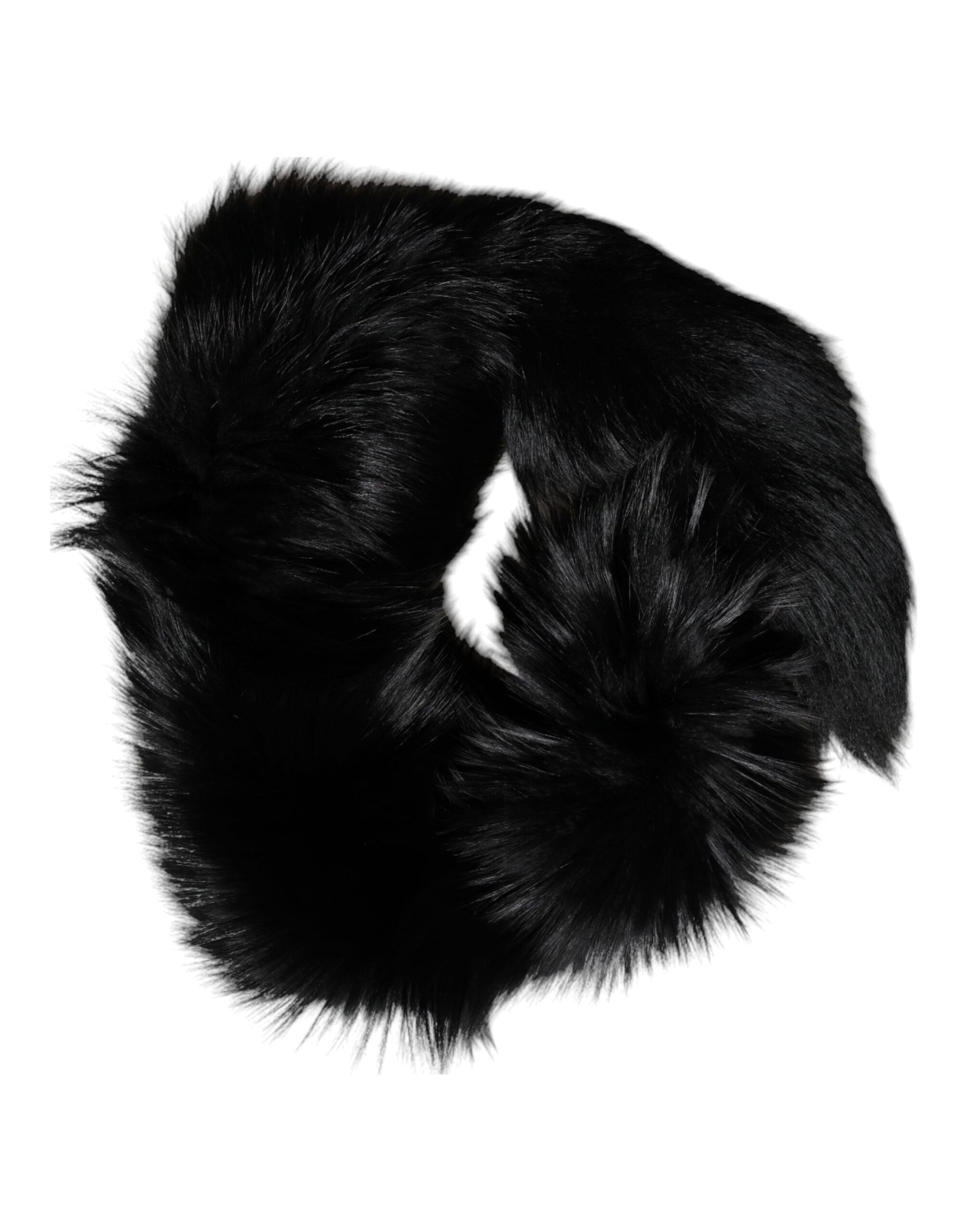 Dolce & Gabbana Black Fox Fur Neck Wrap Warmer Winter Scarf - ACCEXO