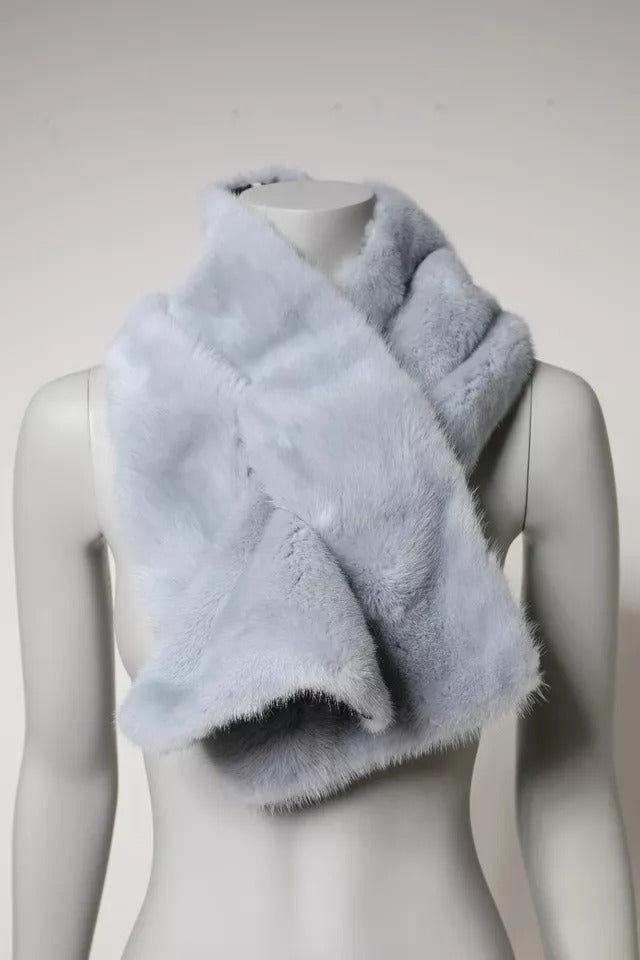 Dolce & Gabbana Powder Blue Mink Fur Neck Warmer Scarf for Women