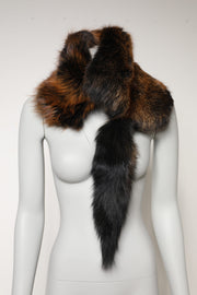 Dolce & Gabbana Brown Red Fox Fur Neck Warmer Winter Scarf - ACCEXO