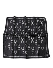 Dolce & Gabbana Black Horseshoe Silk Square Handkerchief Scarf - ACCEXO