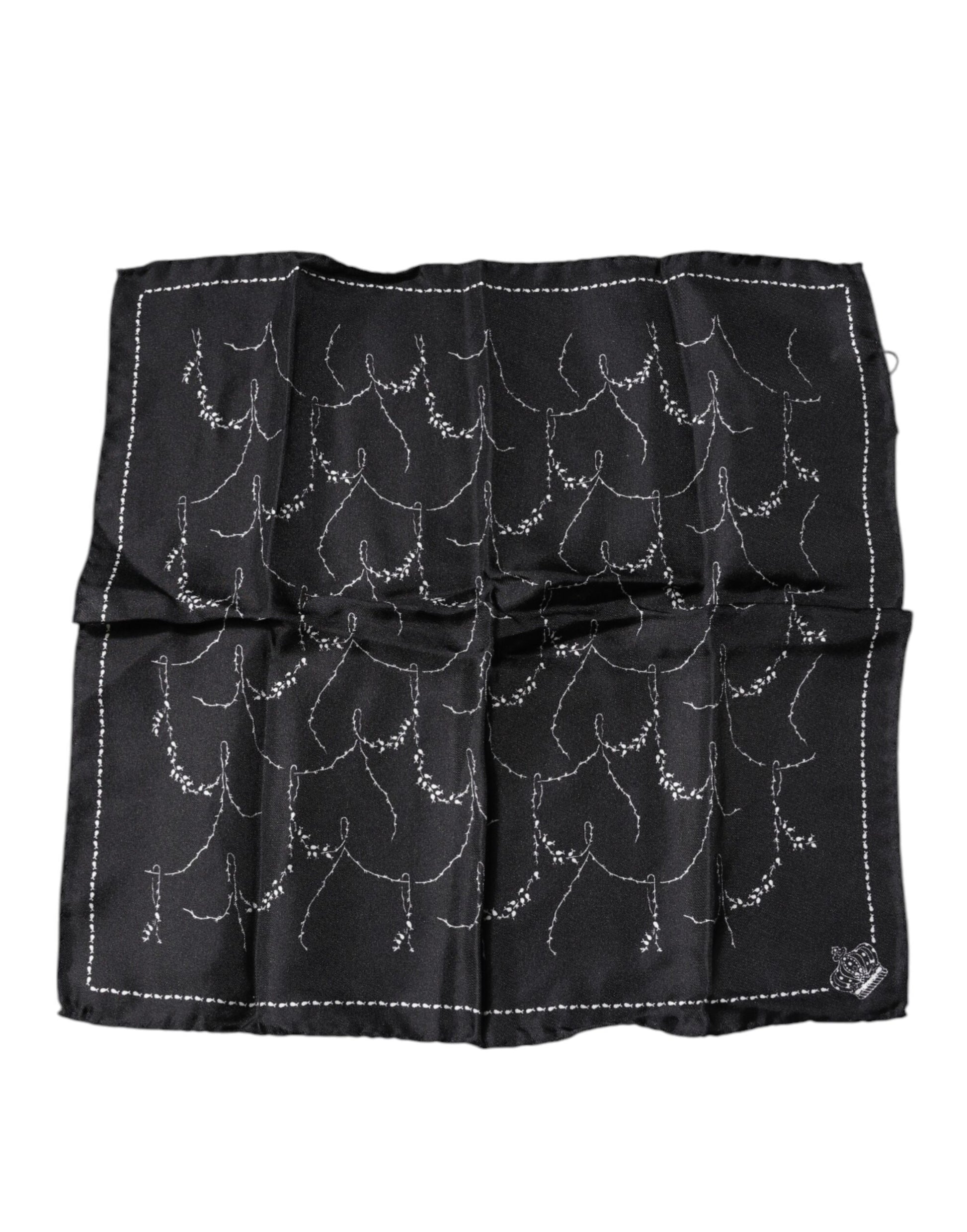 Dolce & Gabbana Black Patterned Silk Handkerchief Scarf - ACCEXO