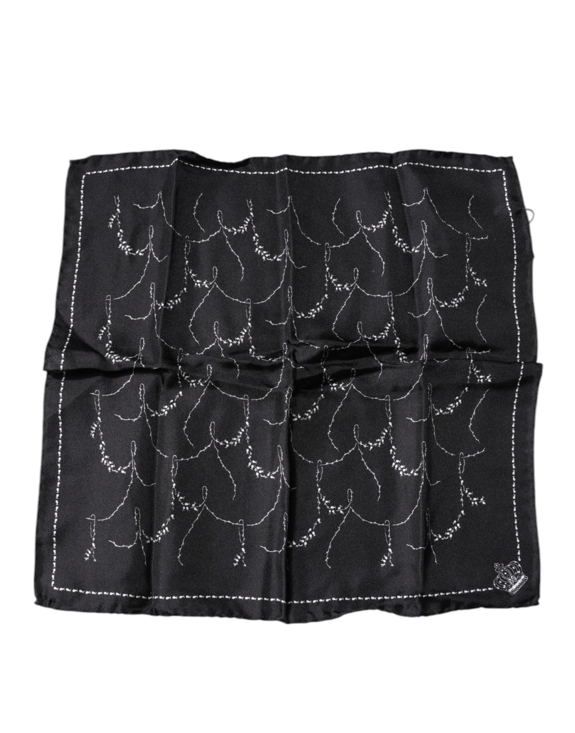 Dolce & Gabbana Black Patterned Silk Handkerchief Scarf for Men