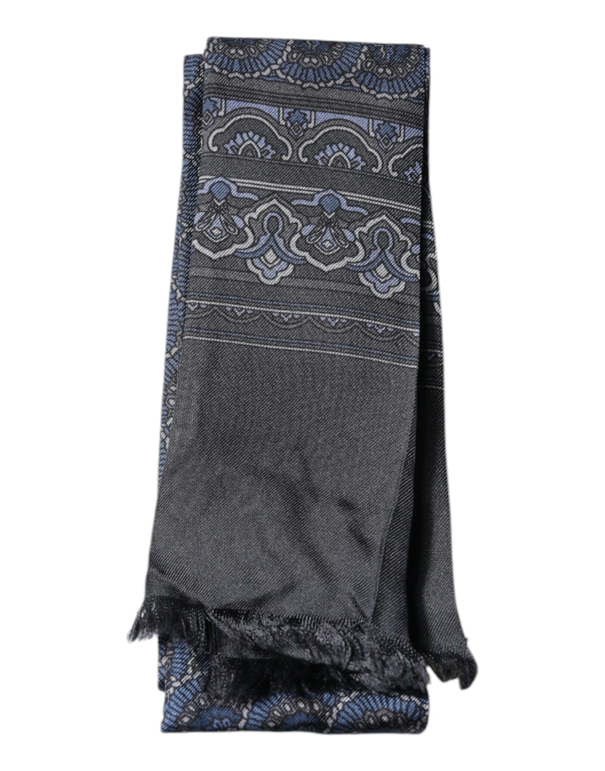 Dolce & Gabbana Dark Blue Fantasy Silk Neck Wrap Shawl Scarf - ACCEXO
