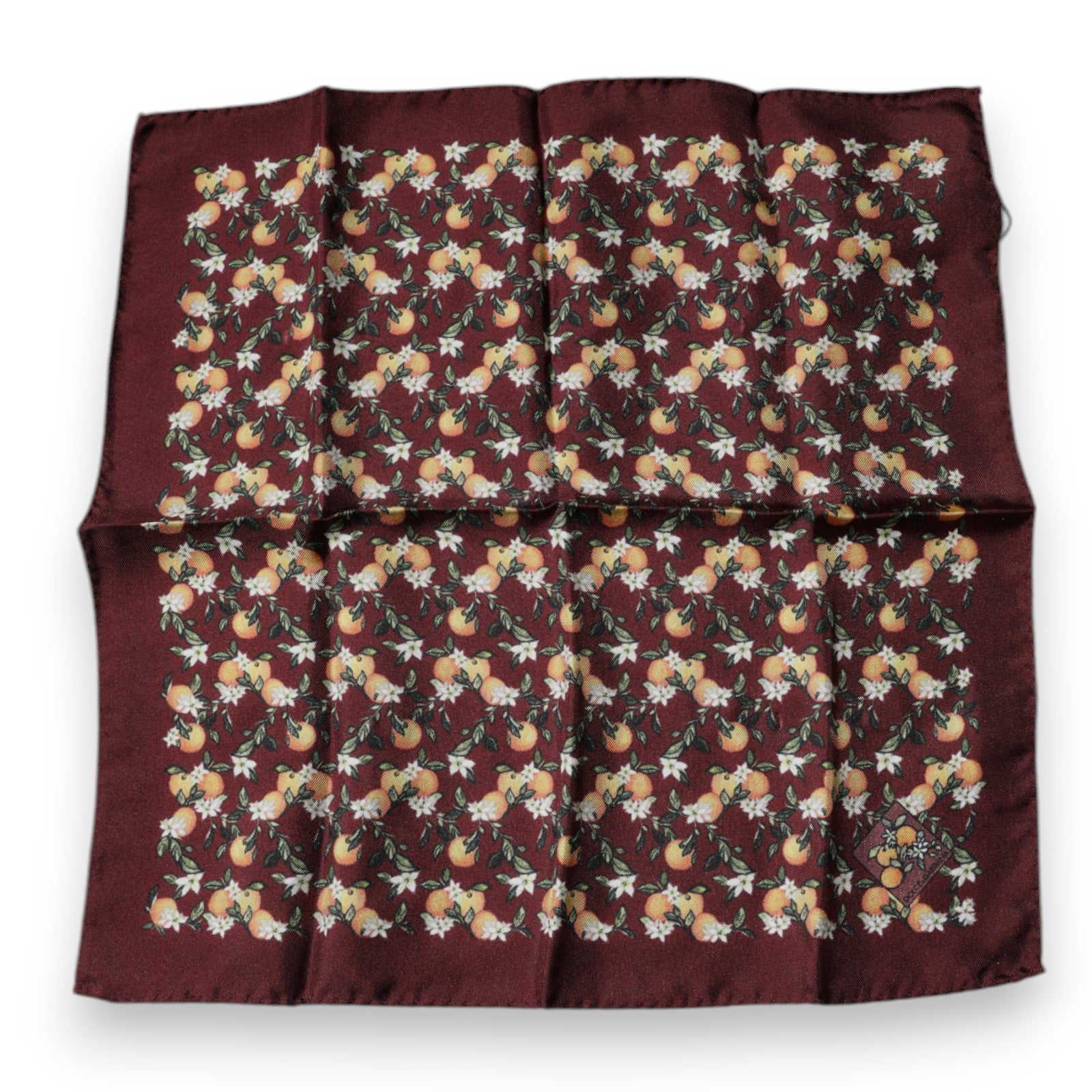 Dolce & Gabbana Maroon Oranges Silk Square Handkerchief Scarf - ACCEXO