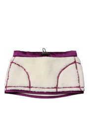 Dolce & Gabbana White Purple Cashmere Fleece Neck Warmer Scarf for Women