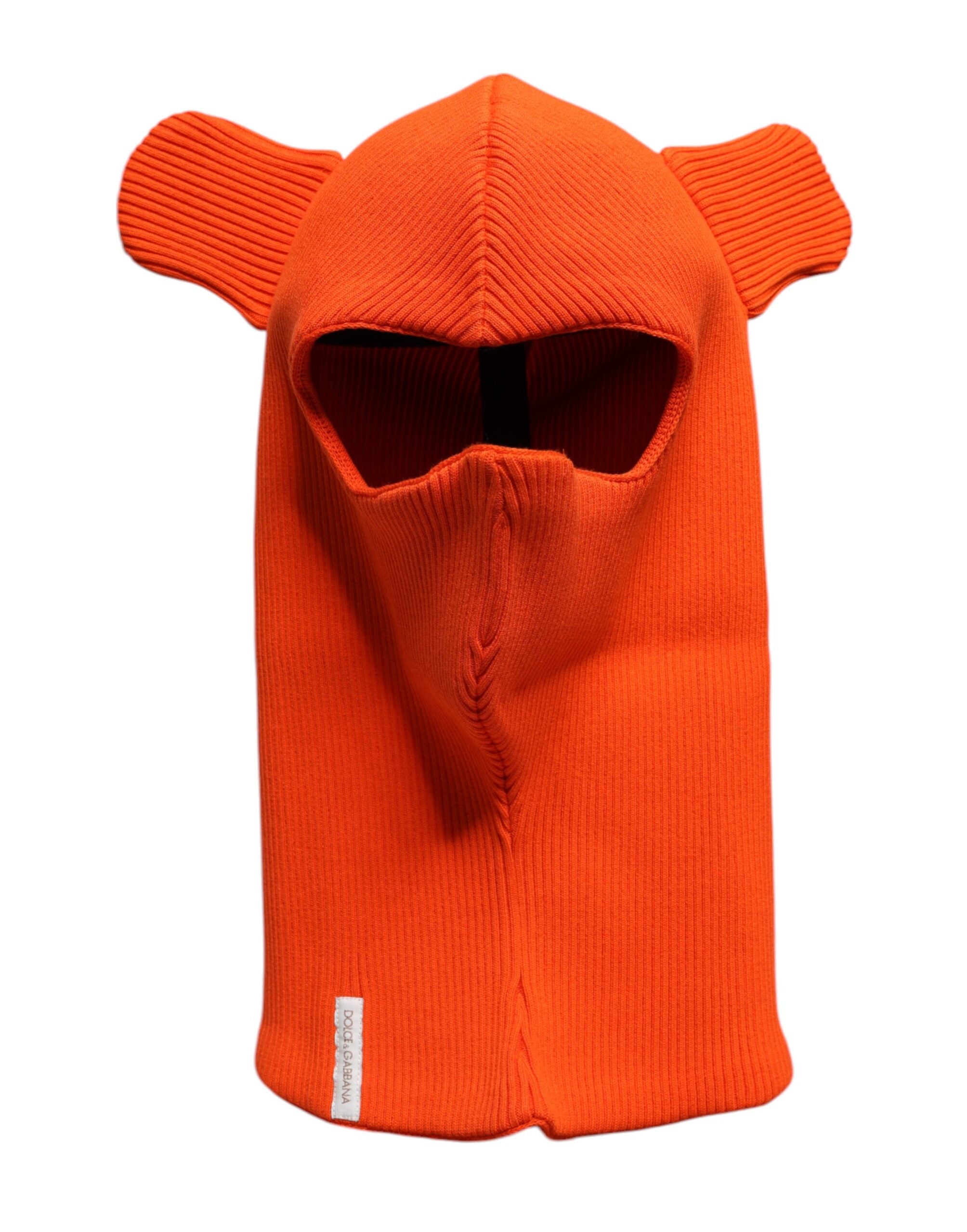 Dolce & Gabbana Orange Cotton Whole Head Wrap Balaclava Hat for Men