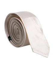 Dolce & Gabbana White Solid Silk Adjustable Necktie Tie for Men