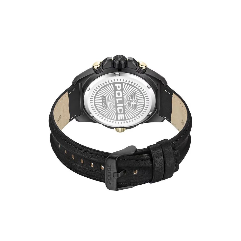 Police Black Leather Leather Watch - ACCEXO