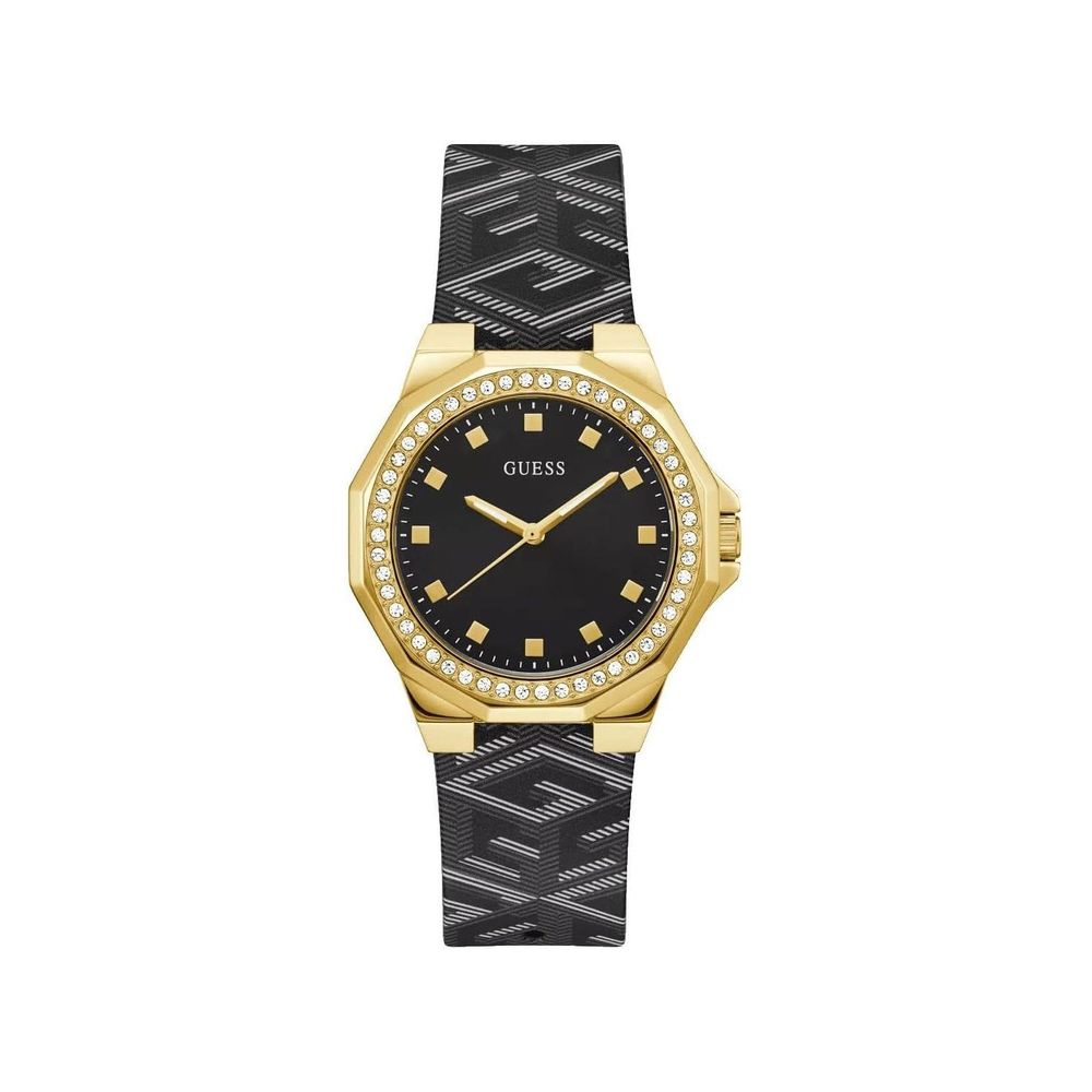 Guess Black Leather Watch - ACCEXO