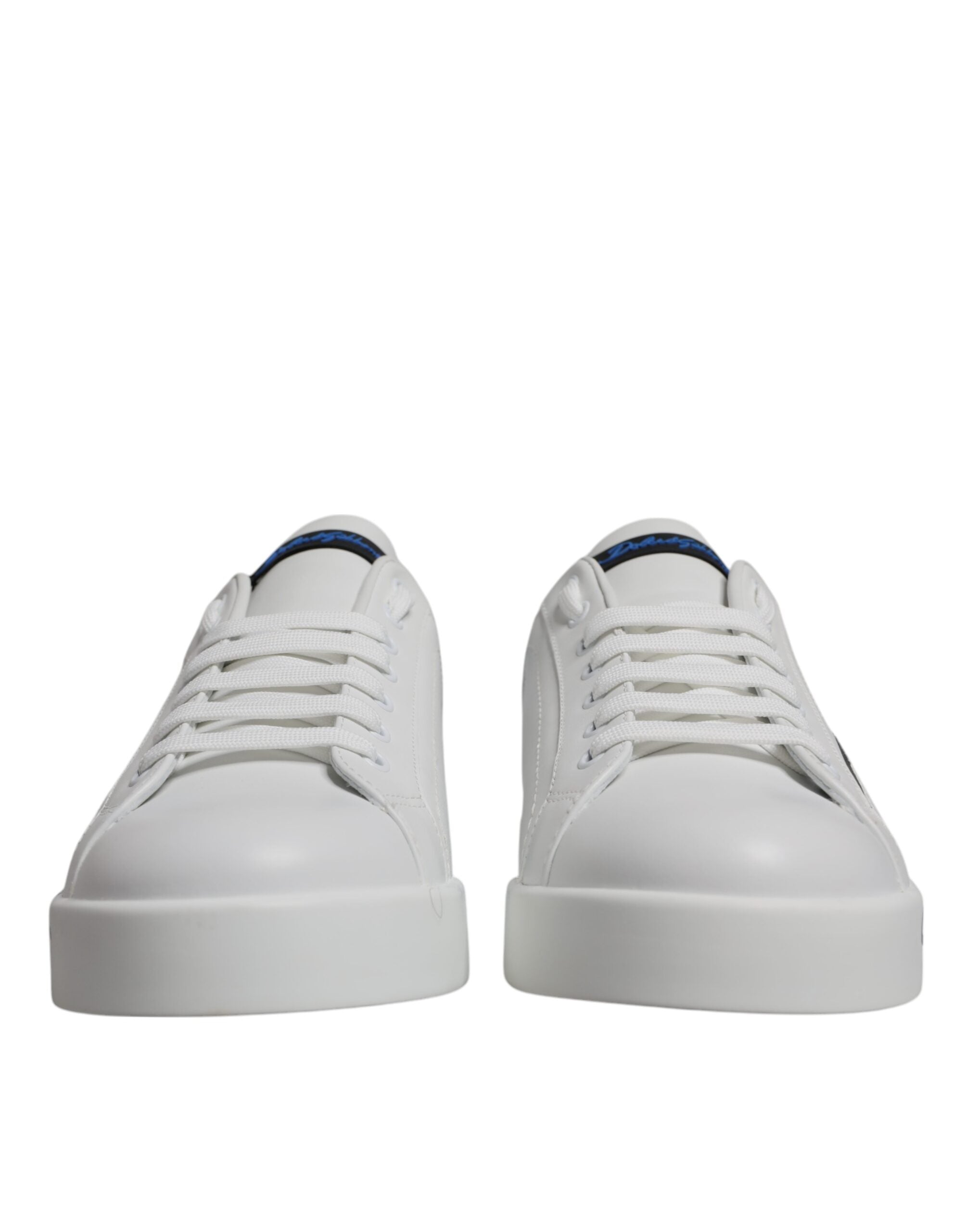 Dolce & Gabbana White Blue Leather Logo Low Top Sneakers Shoes Secondary image