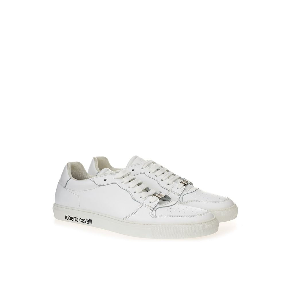 Roberto Cavalli White Leather Sneakers Luxe Footwear - ACCEXO