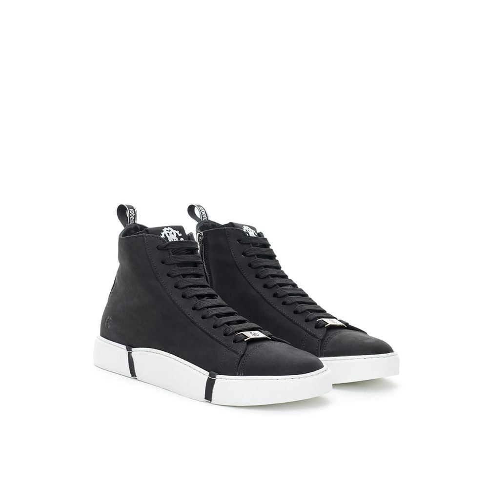 Roberto Cavalli Elegant Suede Sneakers in Chic Black - ACCEXO