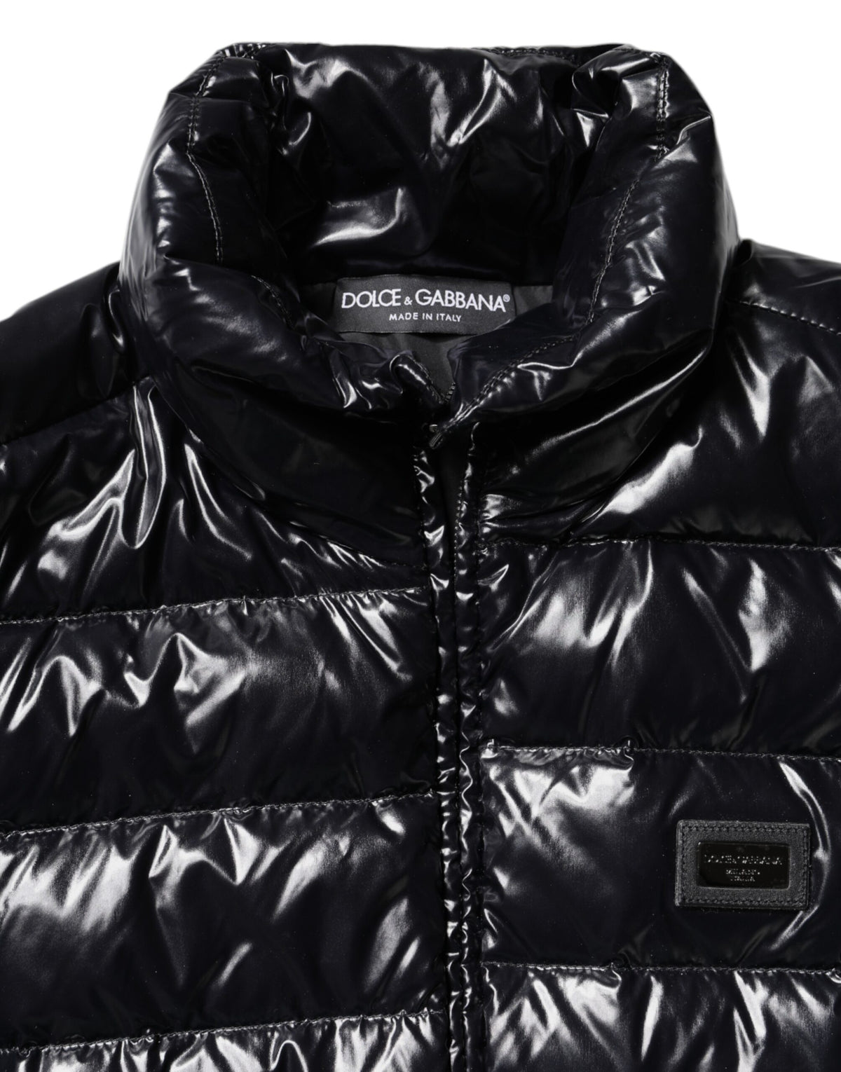 Dolce & Gabbana Black Logo Plaque Full Zip Puffer Jacket for Women