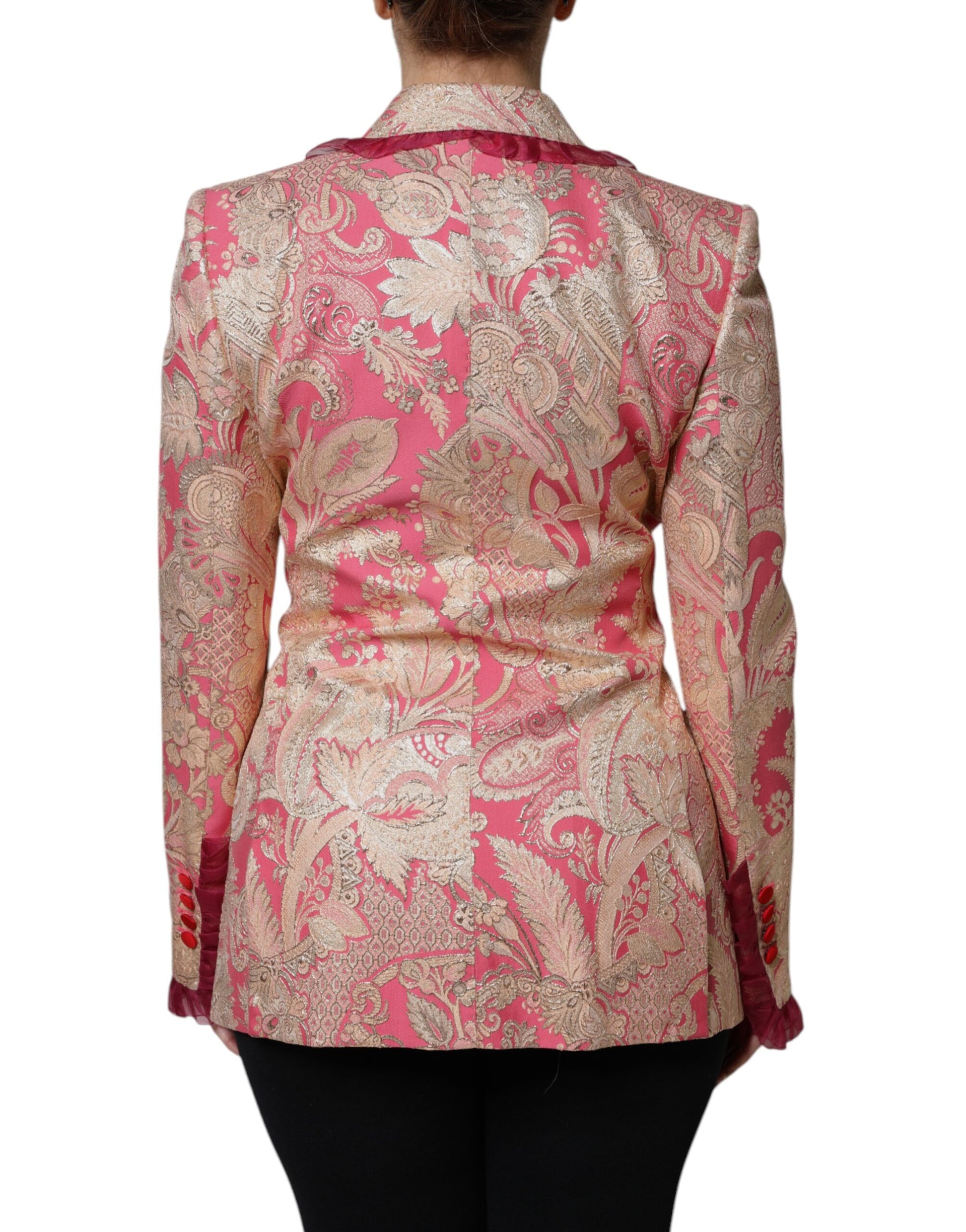 Dolce & Gabbana Pink Gold Jacquard Nylon Coat Blazer Jacket - ACCEXO