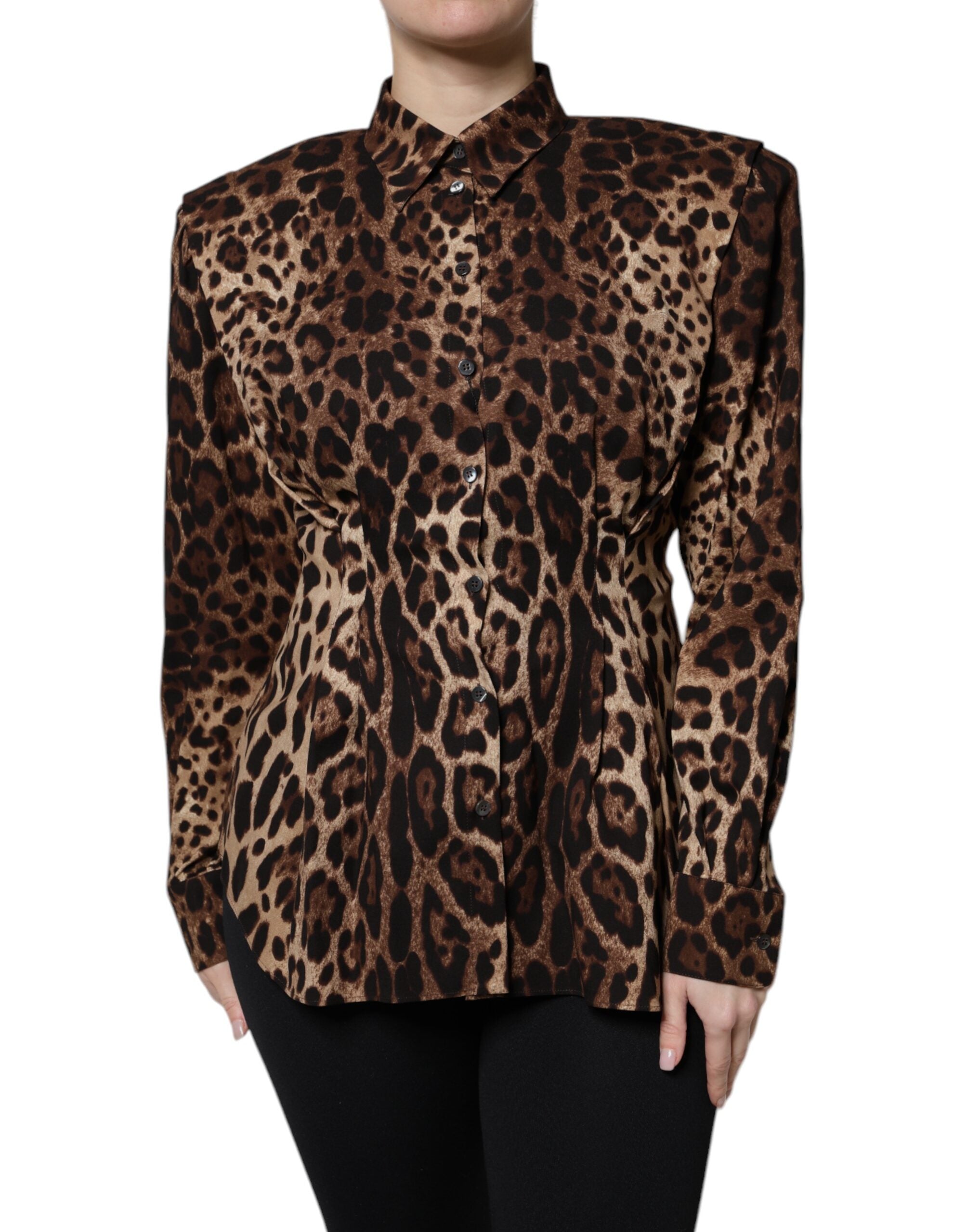 Dolce & Gabbana Brown Leopard Silk Button Down Coat Jacket - ACCEXO