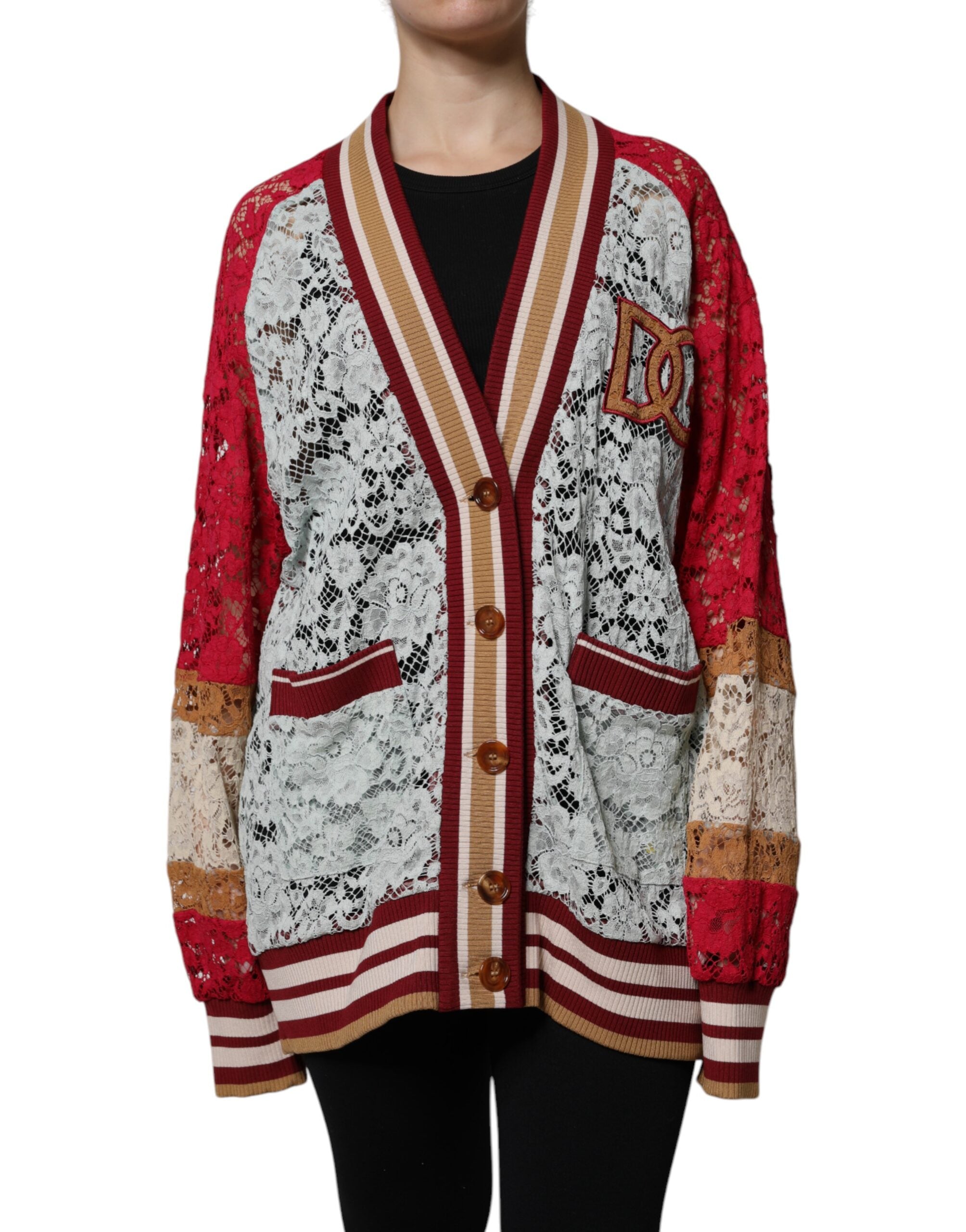 Dolce & Gabbana Multicolor Floral Lace Cardigan Sweater - ACCEXO