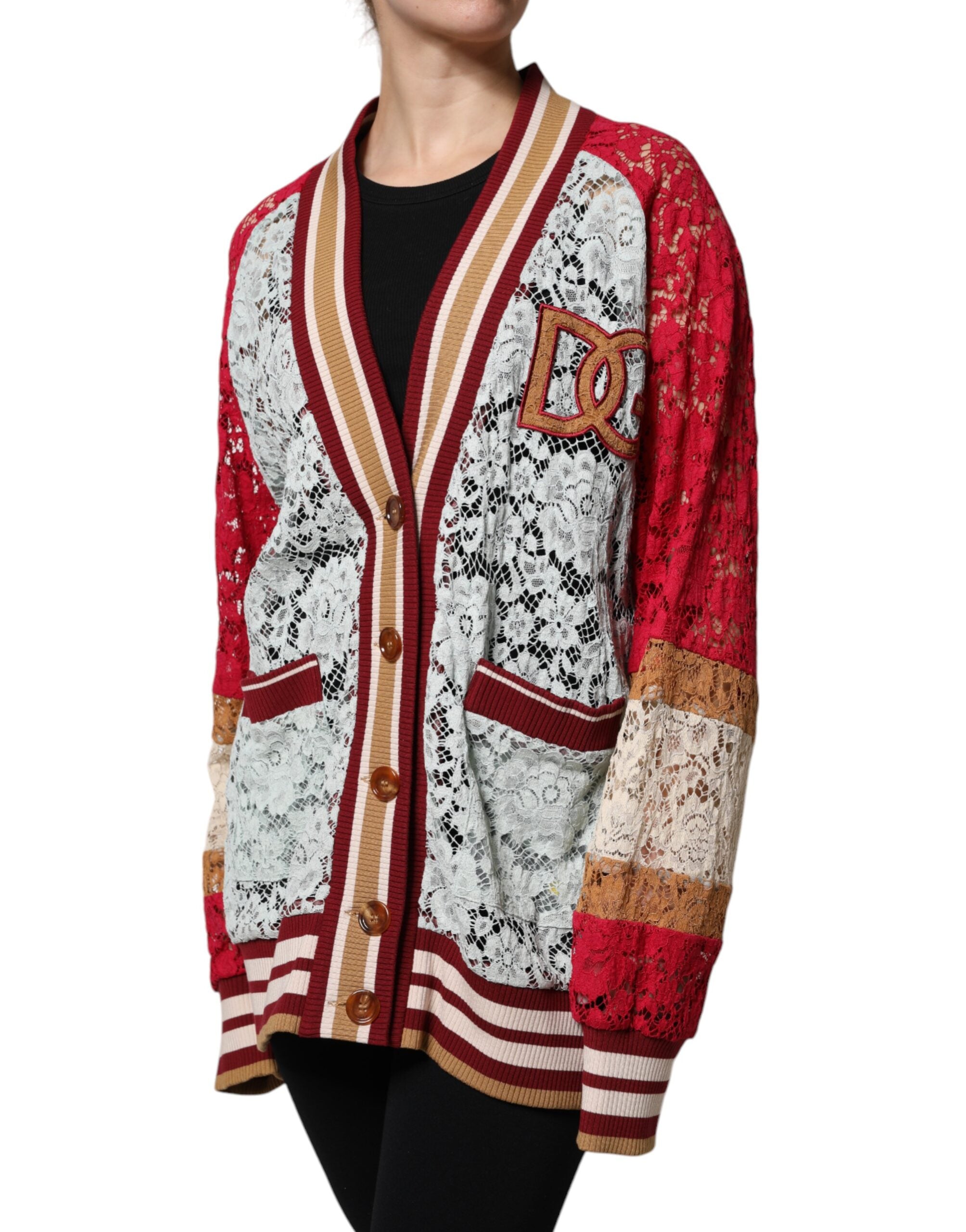 Dolce & Gabbana Multicolor Floral Lace Cardigan Sweater - ACCEXO