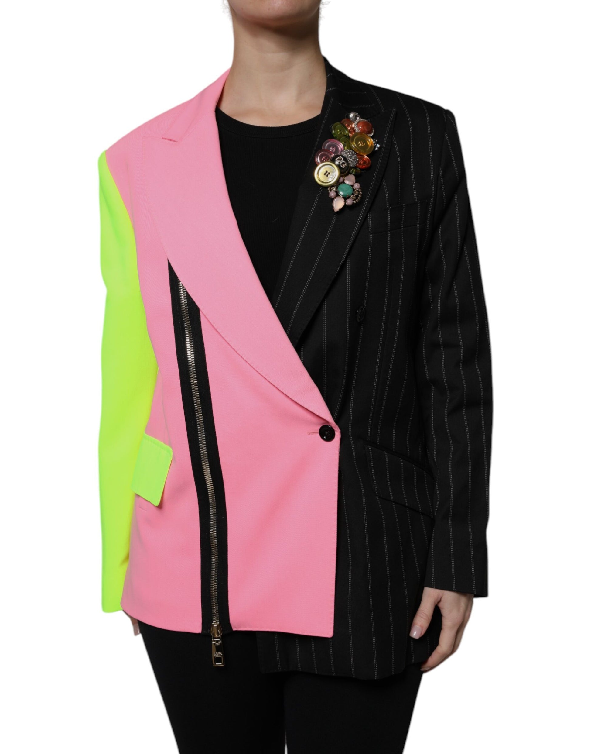 Dolce & Gabbana Multicolor Patchwork Embellished Coat Jacket - ACCEXO